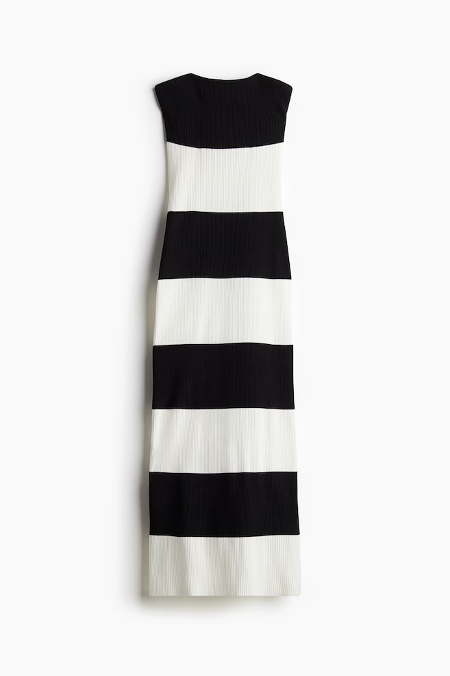 Ribbed Tube Dress - Black/cream striped - 1