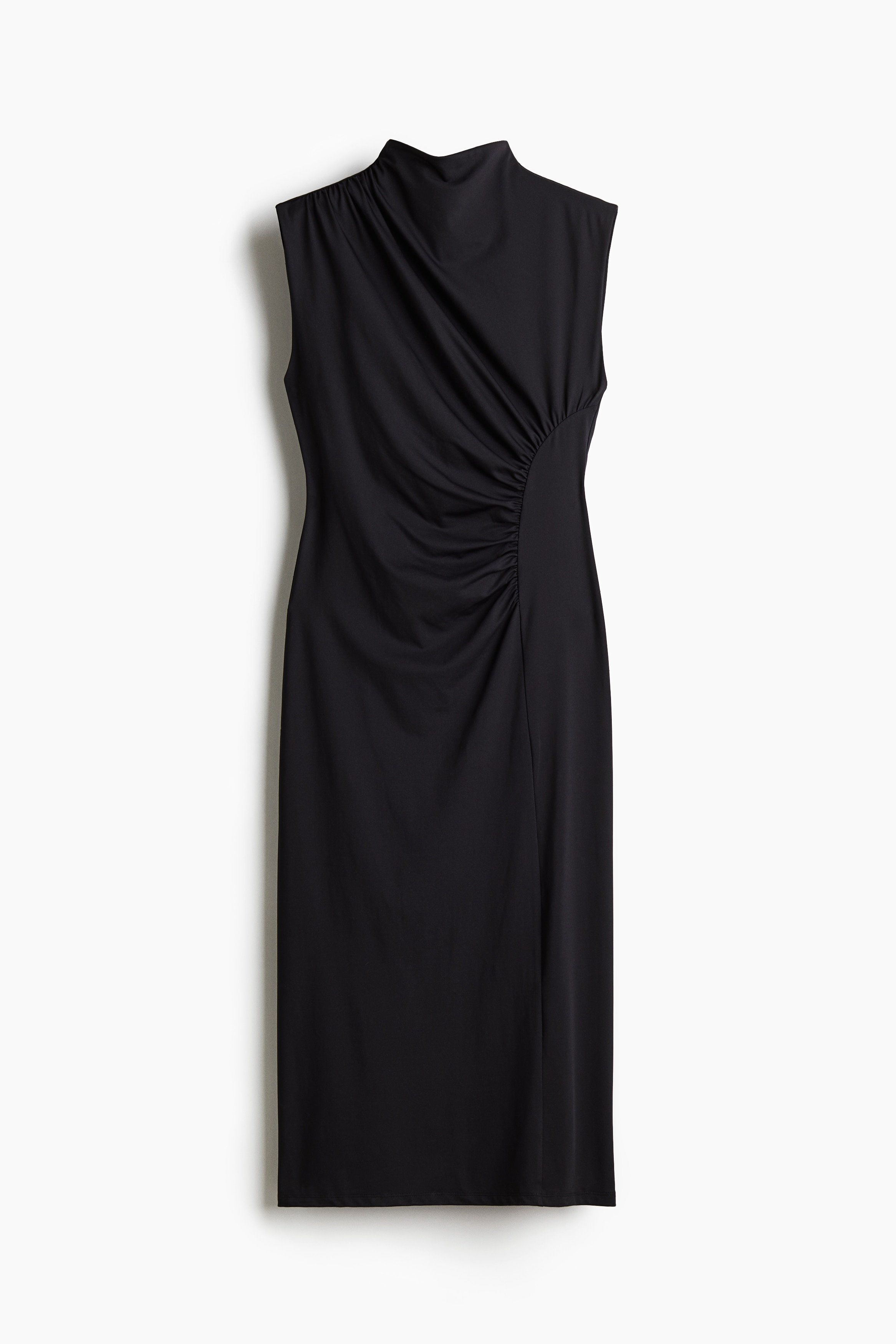 Draped Mock Turtleneck Dress - Dark brown - Ladies | H&M US