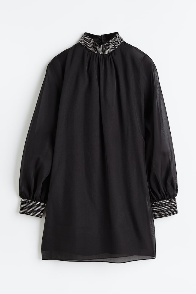 Robe avec strass - Noir - 1