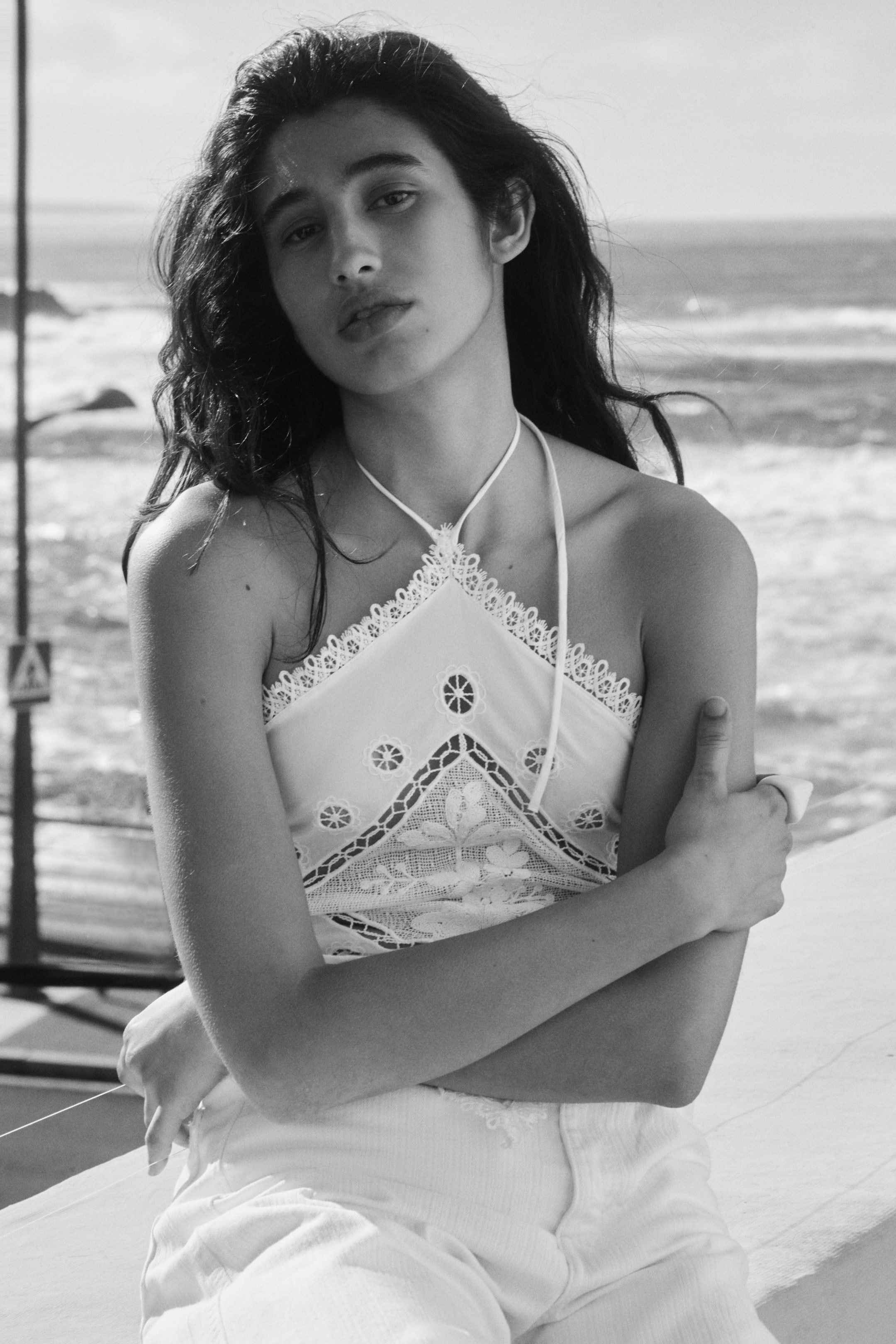 Lace-Detail Halterneck Top
