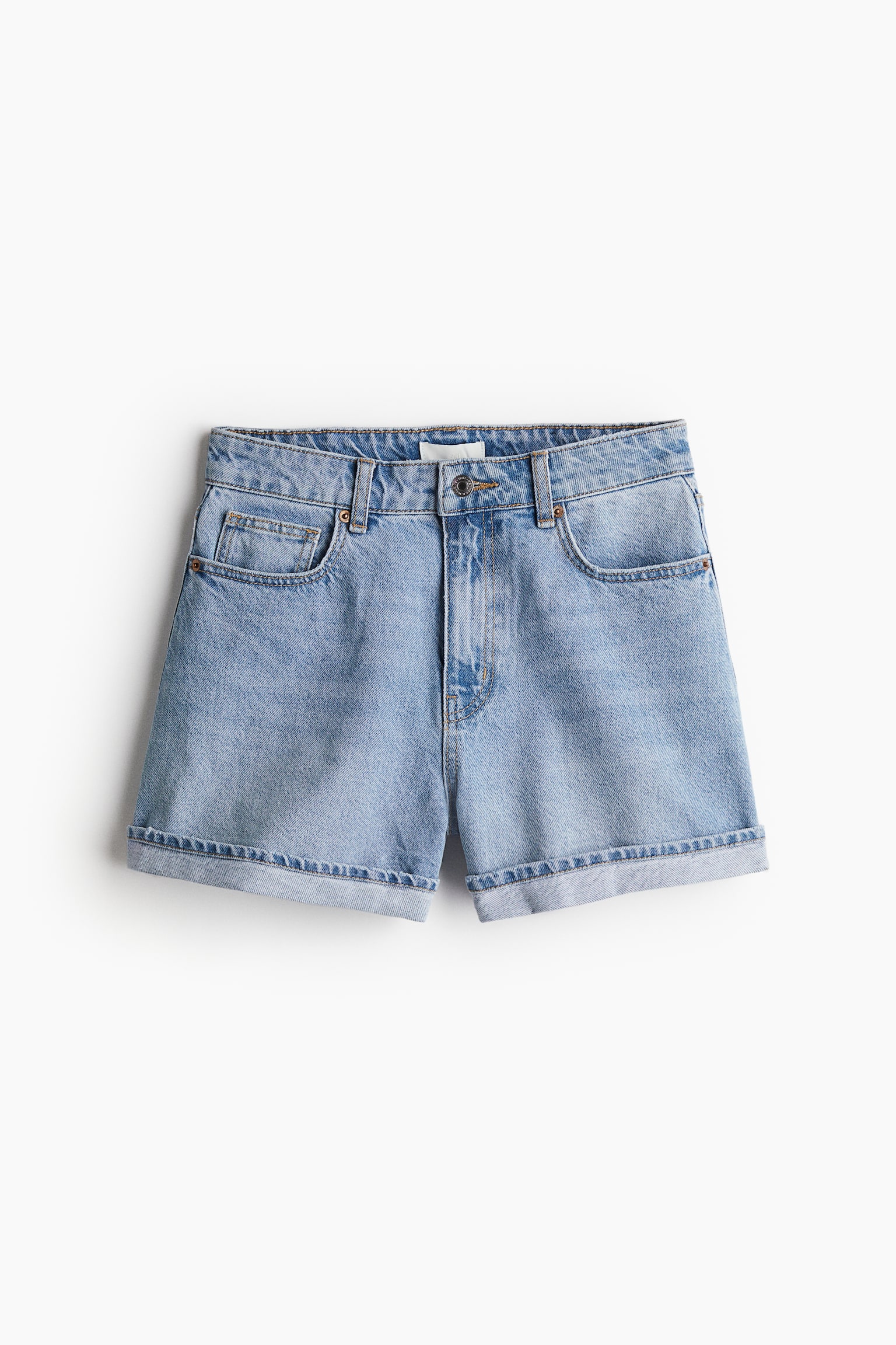 High-waisted denim shorts - Light denim blue/Dark grey/Denim blue - 2