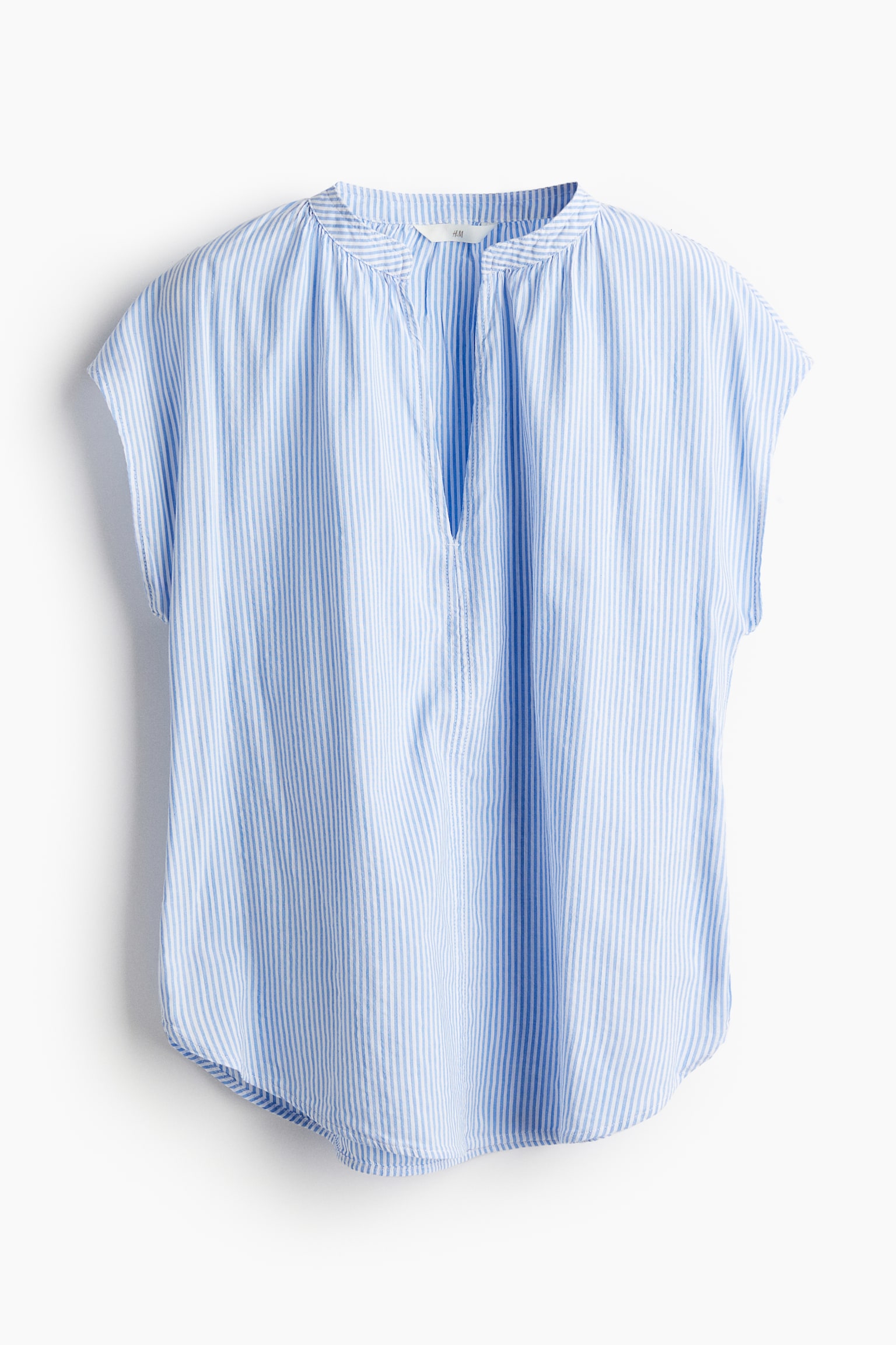 Cap Sleeve Blouse - Light blue/Stripe/White/Blue/Pattern/Black - 2