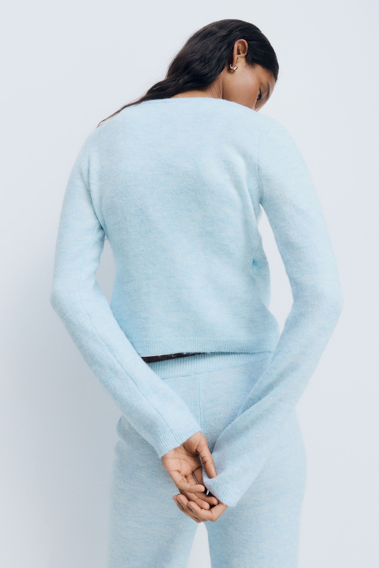 Cárdigan cruzado - Azul jaspeado claro/Gris oscuro/Gris jaspeado/Café oscuro - 6