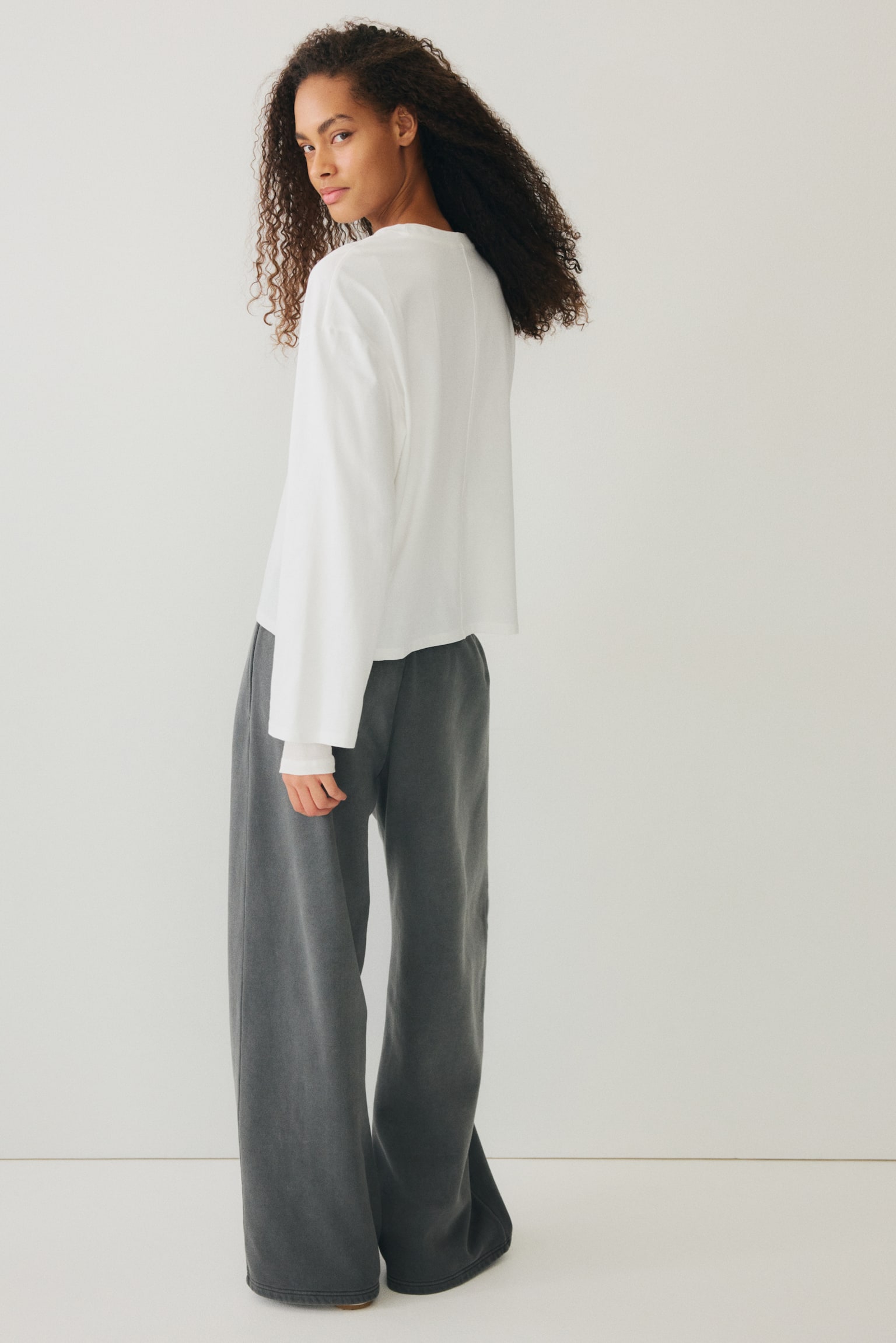 Wide crease-front sweatpants - Washed dark grey/Navy blue/Light grey marl - 3