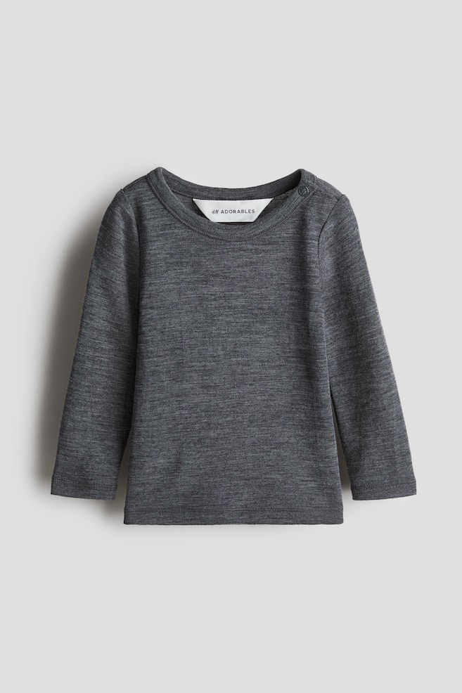 Wool jersey top - Dark grey/Light beige - 1