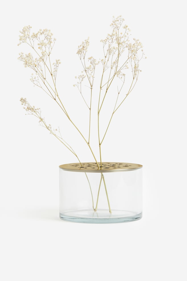 Glass ikebana vase - Clear glass/Gold-coloured/Clear glass/Black - 3