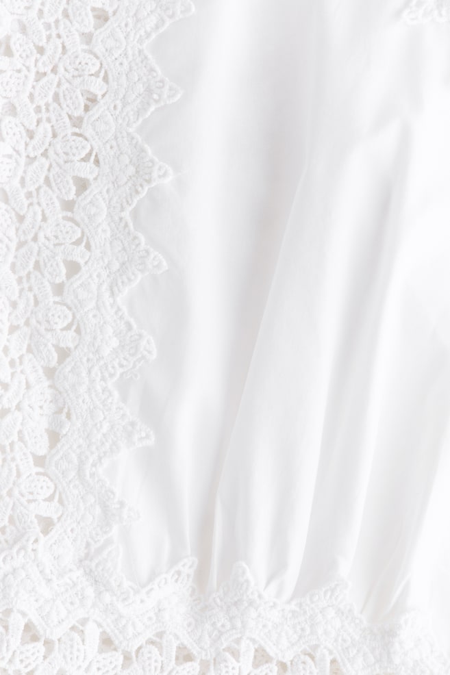 Lace-Detail Cotton Romper - White - 4