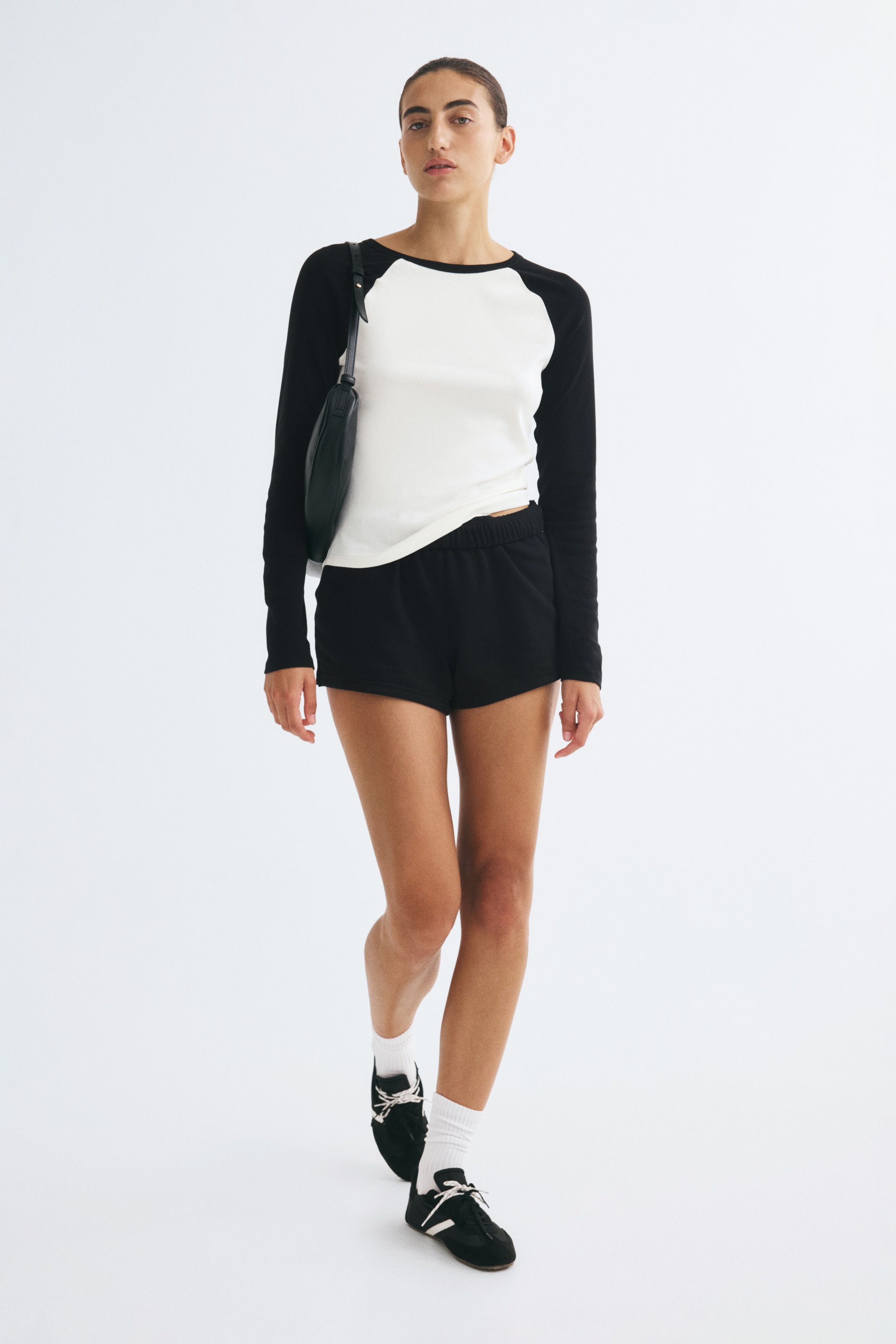 Raglan-sleeved cotton top - White/Colour block/Light turquoise/Colour block/Pale pink/Colour block