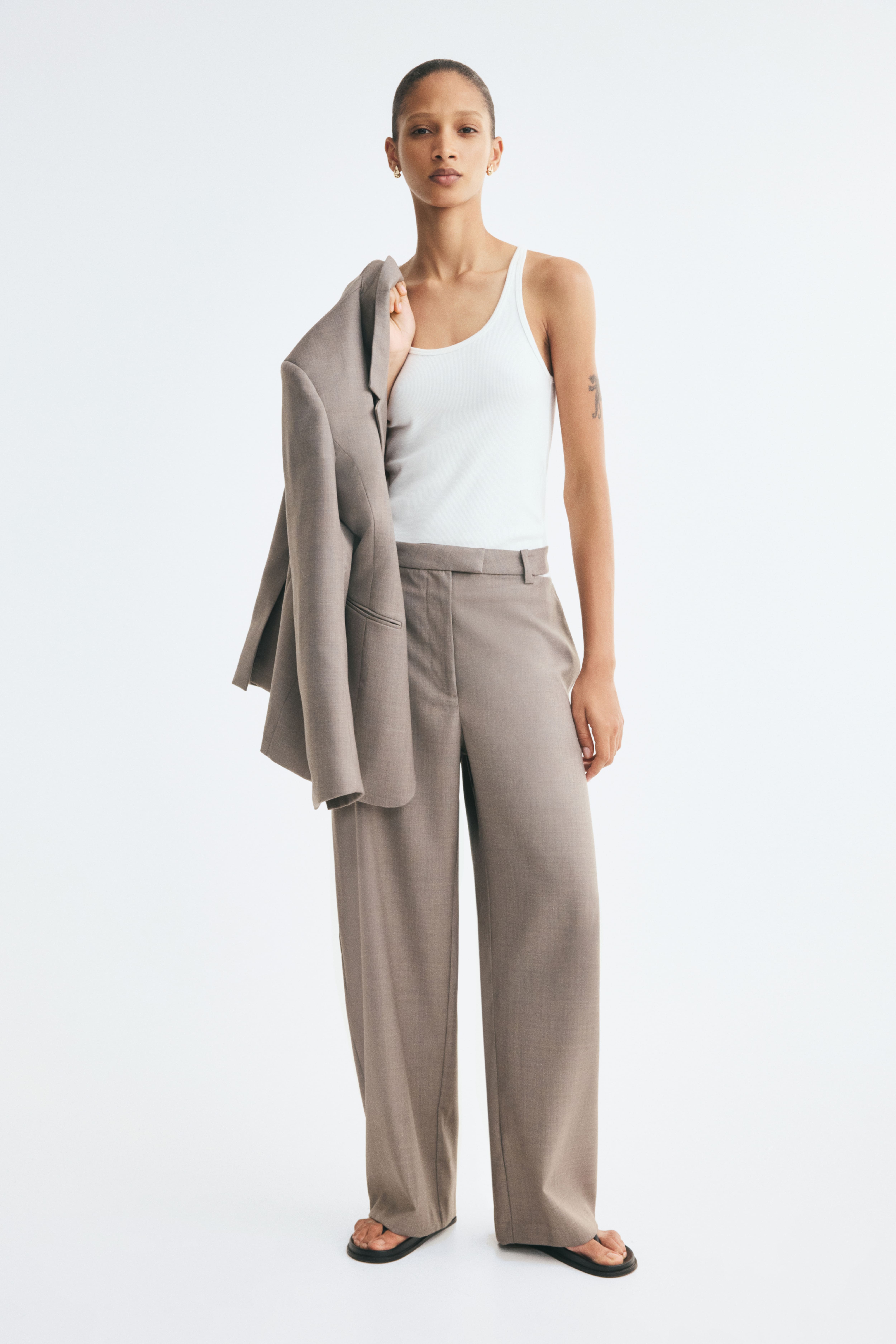 Wool-Blend Cutout Pants