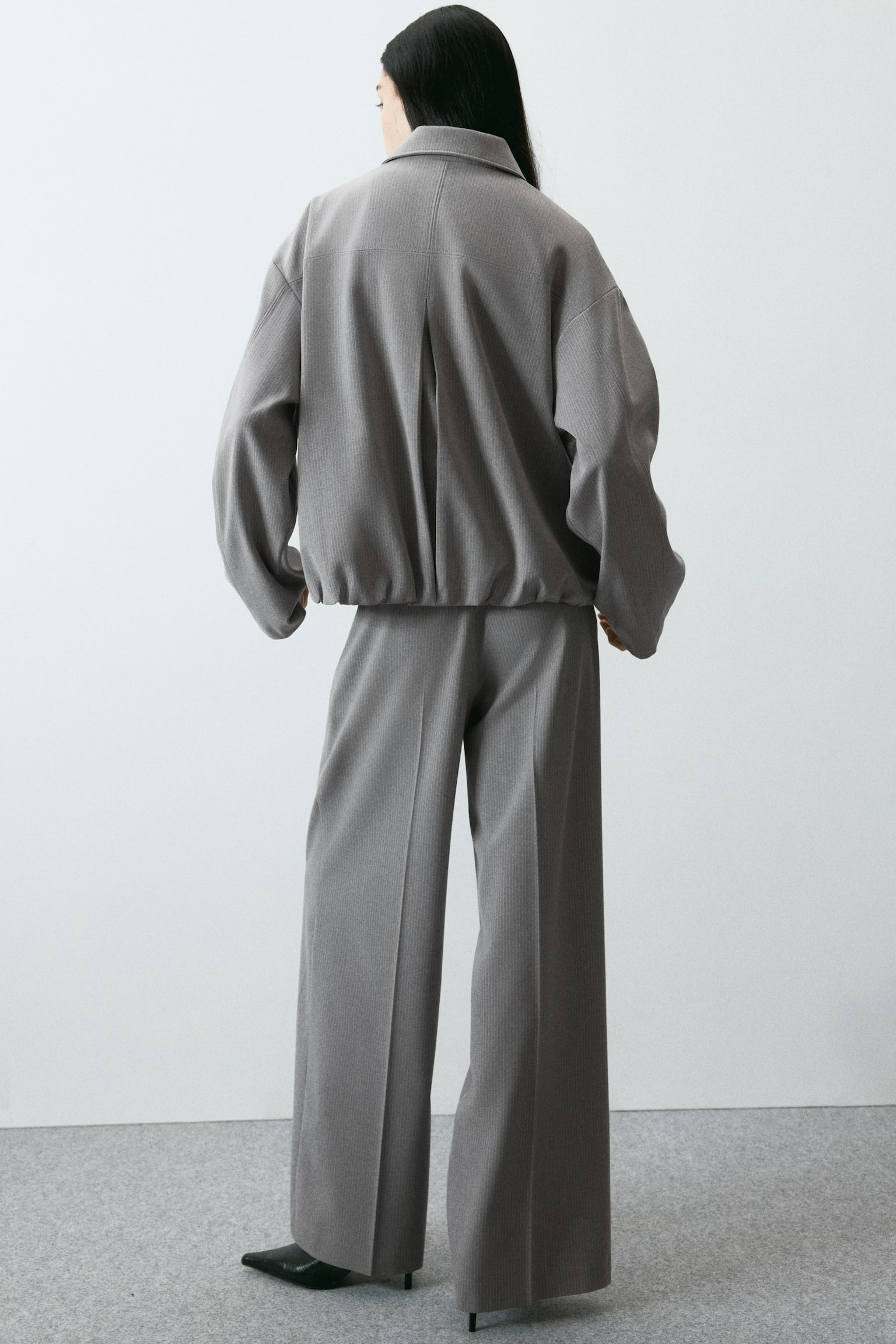 Collared bomber jacket - Light grey/Pinstriped/Olive green/Light beige/Checked/Grey/Light turquoise - 4