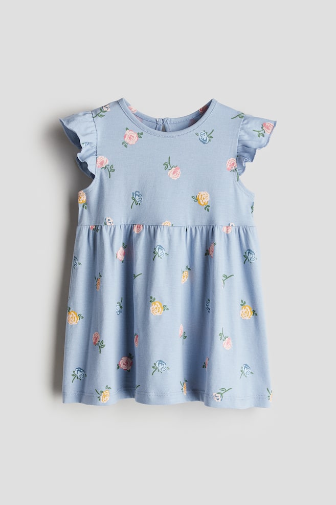 Printed Cotton Dress - Blue/floral/Beige/leopard print - 1