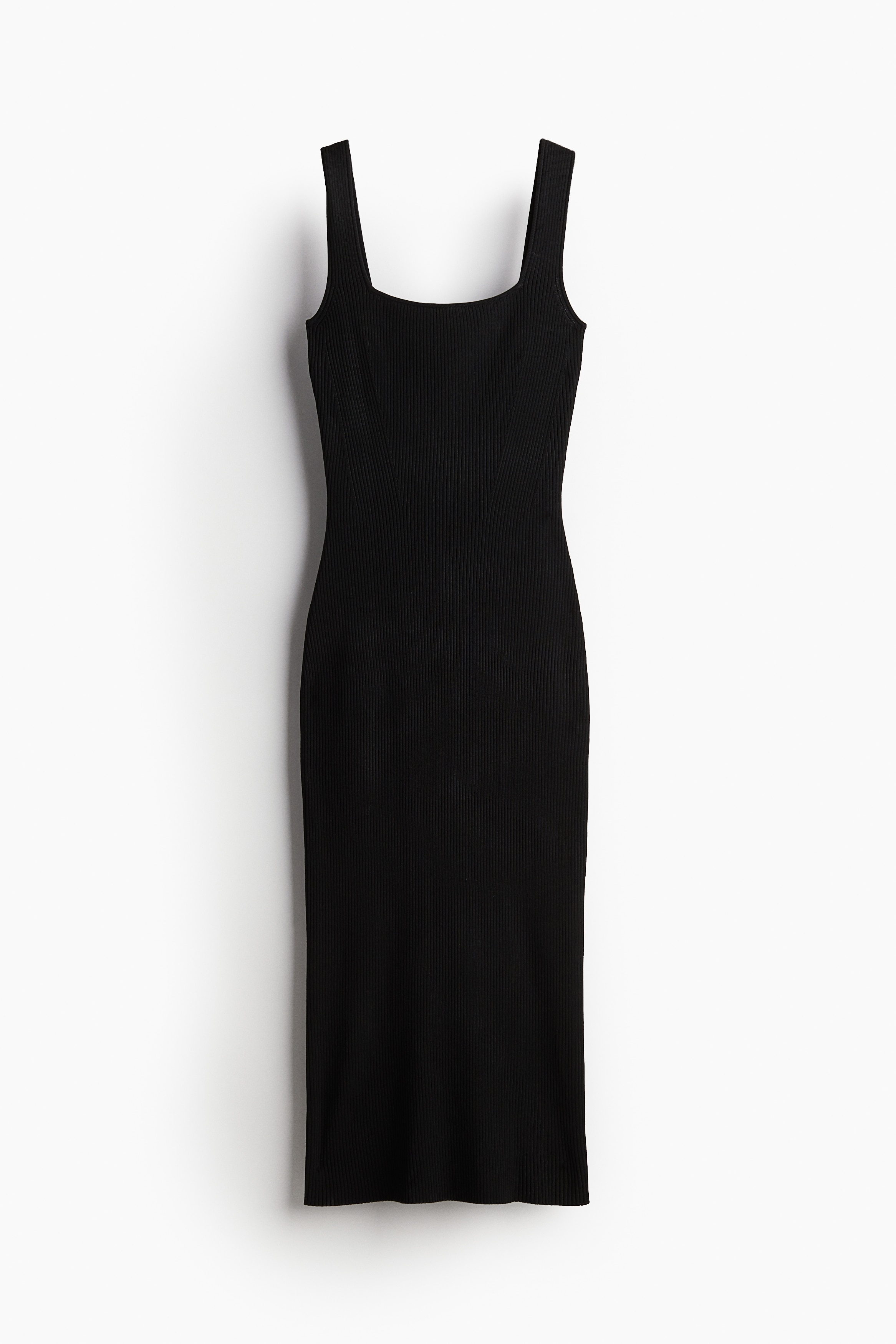 Damen - Bodycon-Kleid in Rippstrick Schwarz - Size: XS  - H&M
