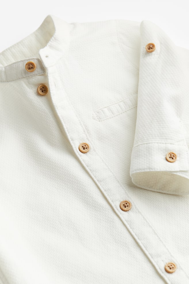 2-delt sæt med skjorte og bukser - Hvid/Marineblå/Brun/Stribet - 2