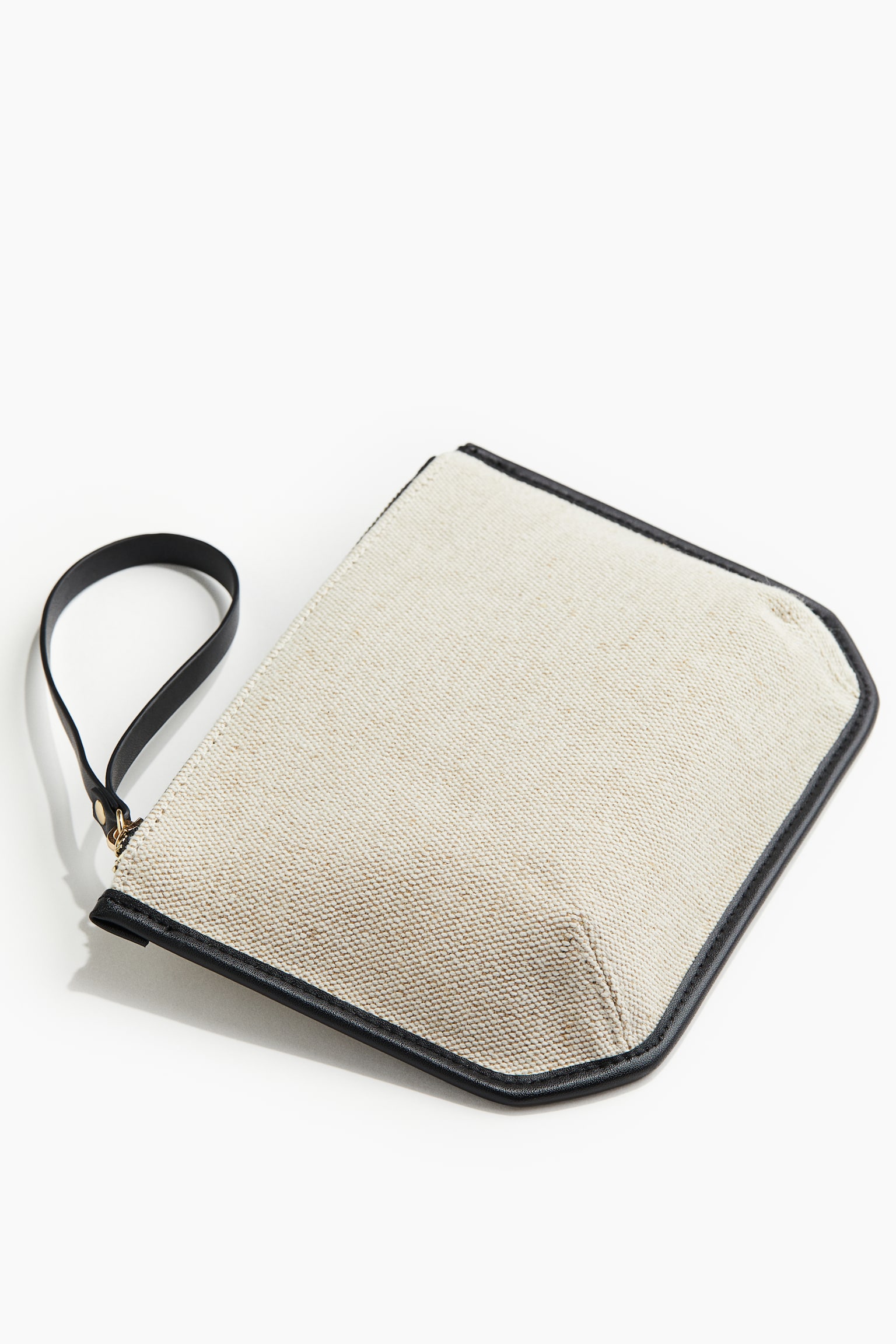 Canvas Clutch - Light beige/Black - 3