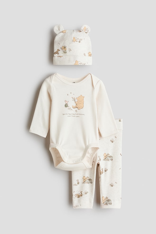 3-piece printed jersey set - Cream/Winnie the Pooh/Dusty turquoise/Mickey Mouse/Cream/Minnie Mouse - 1