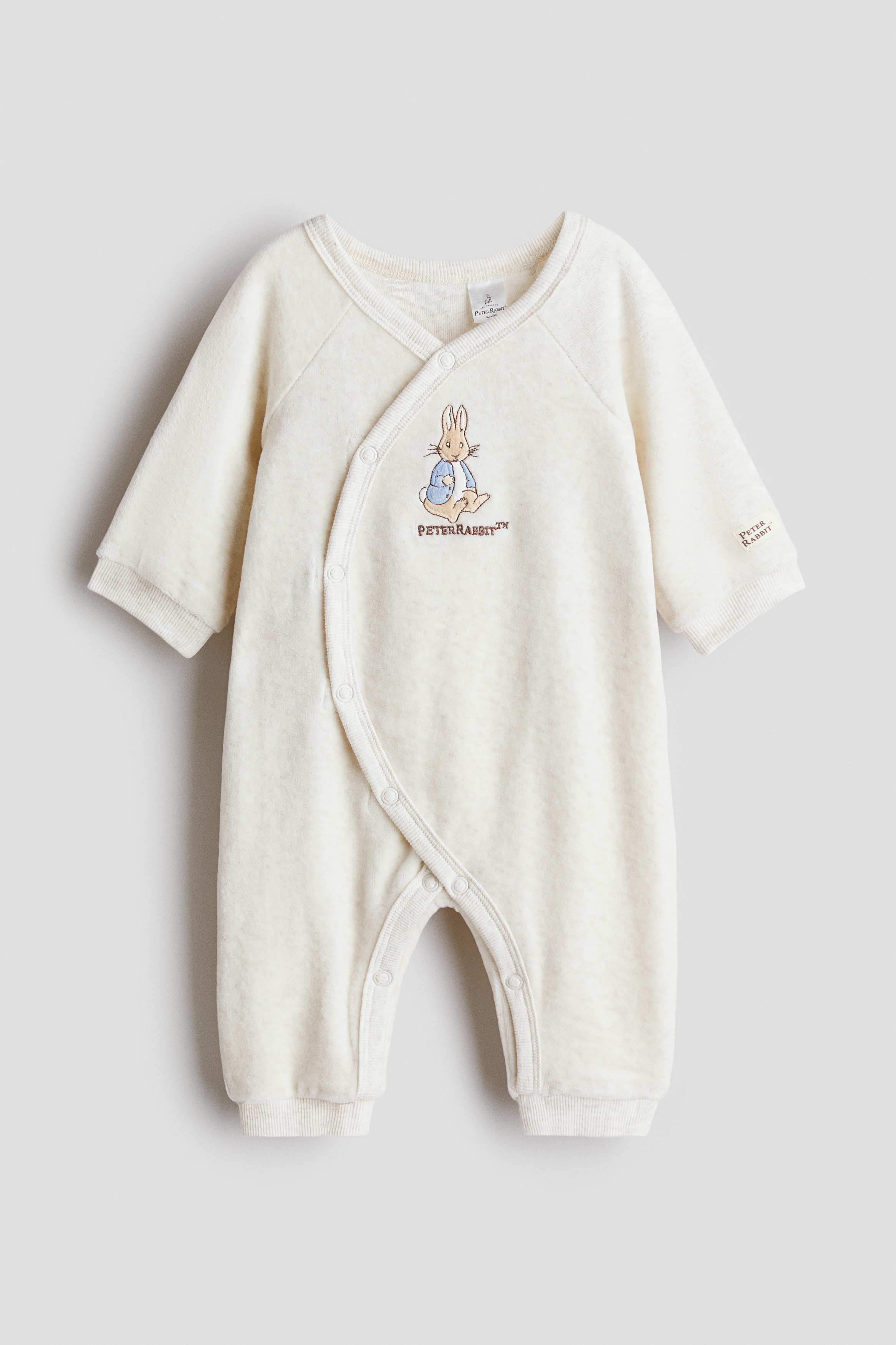 H & M - Strampler aus Velours mit Stickdetail - Beige - Kinder