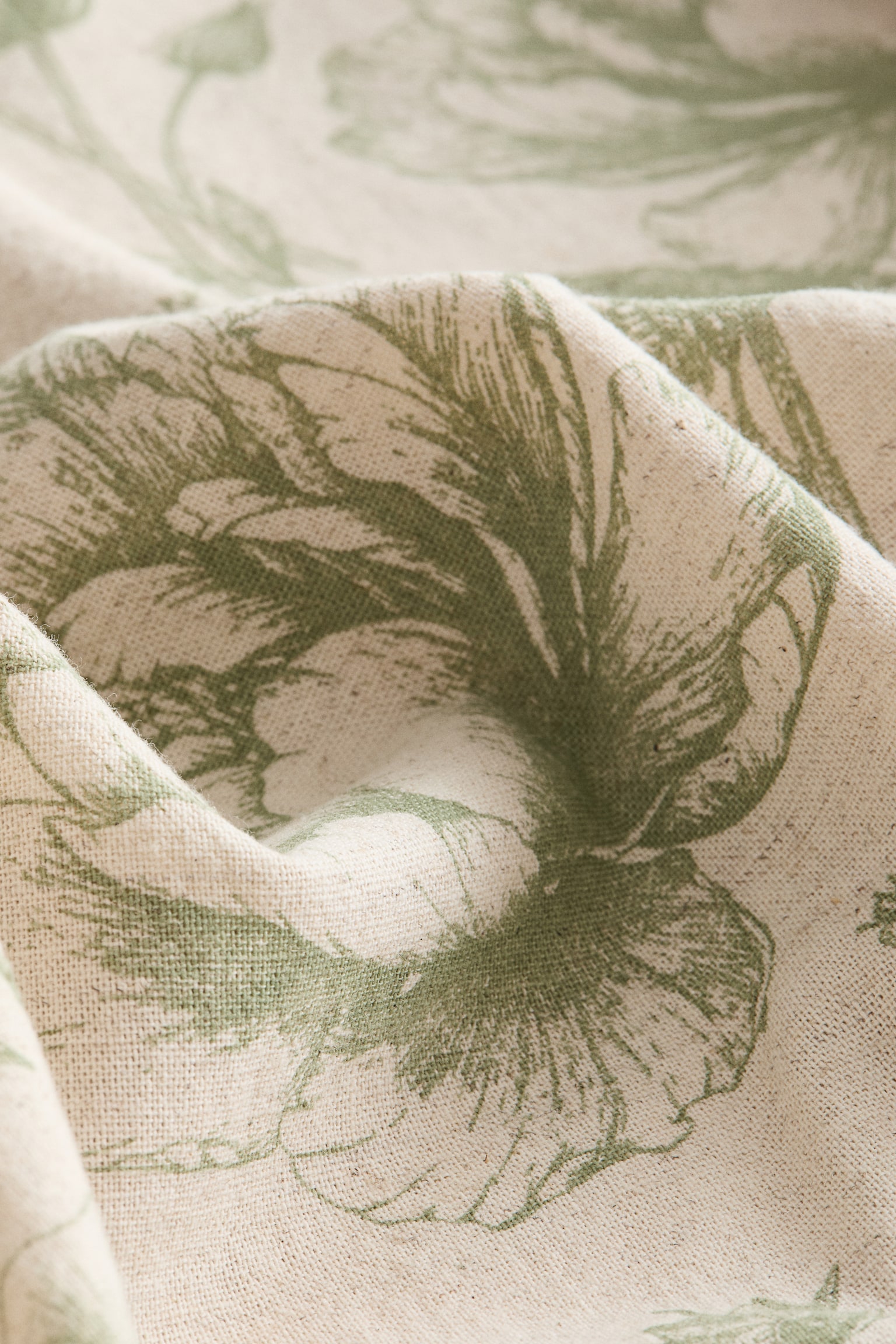 Linen-blend cushion cover - Light beige/Floral - 3