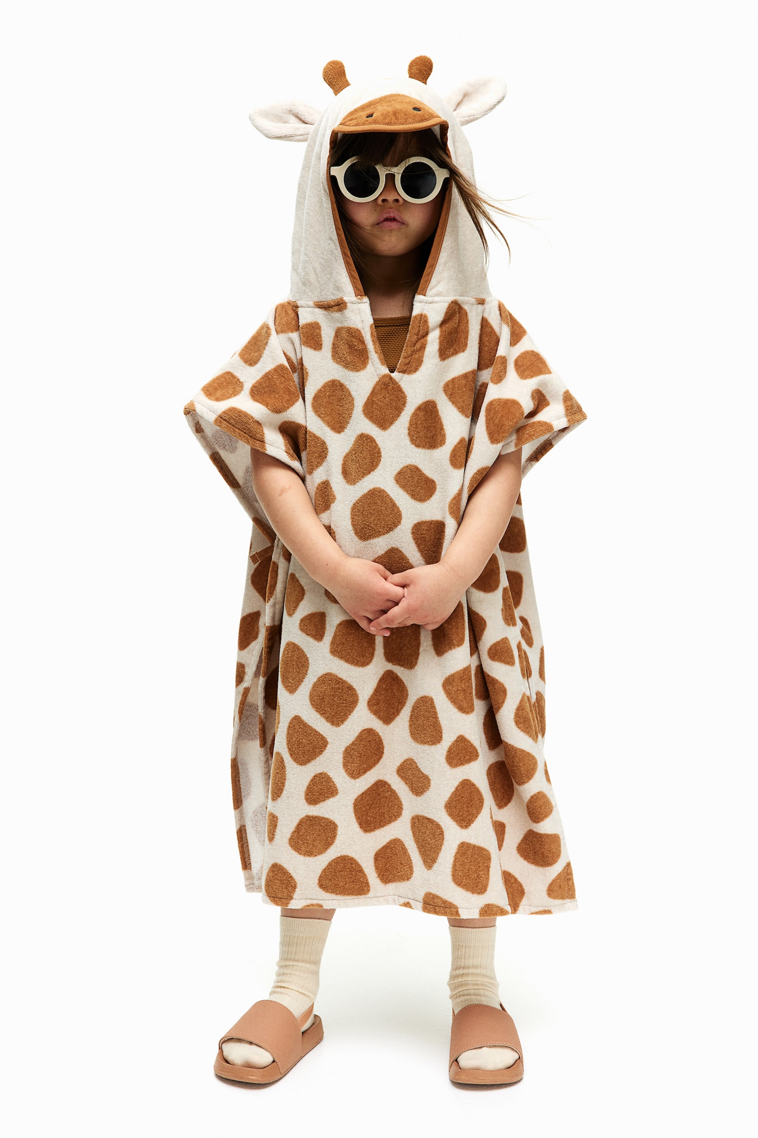 Poncho towel - Light beige/Giraffe/Green/Crocodile/Yellow/Lion - 2