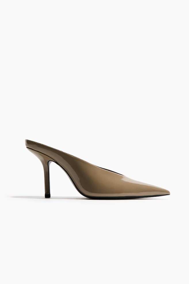 Mules à talon avec bout pointu - Beige kaki - 1