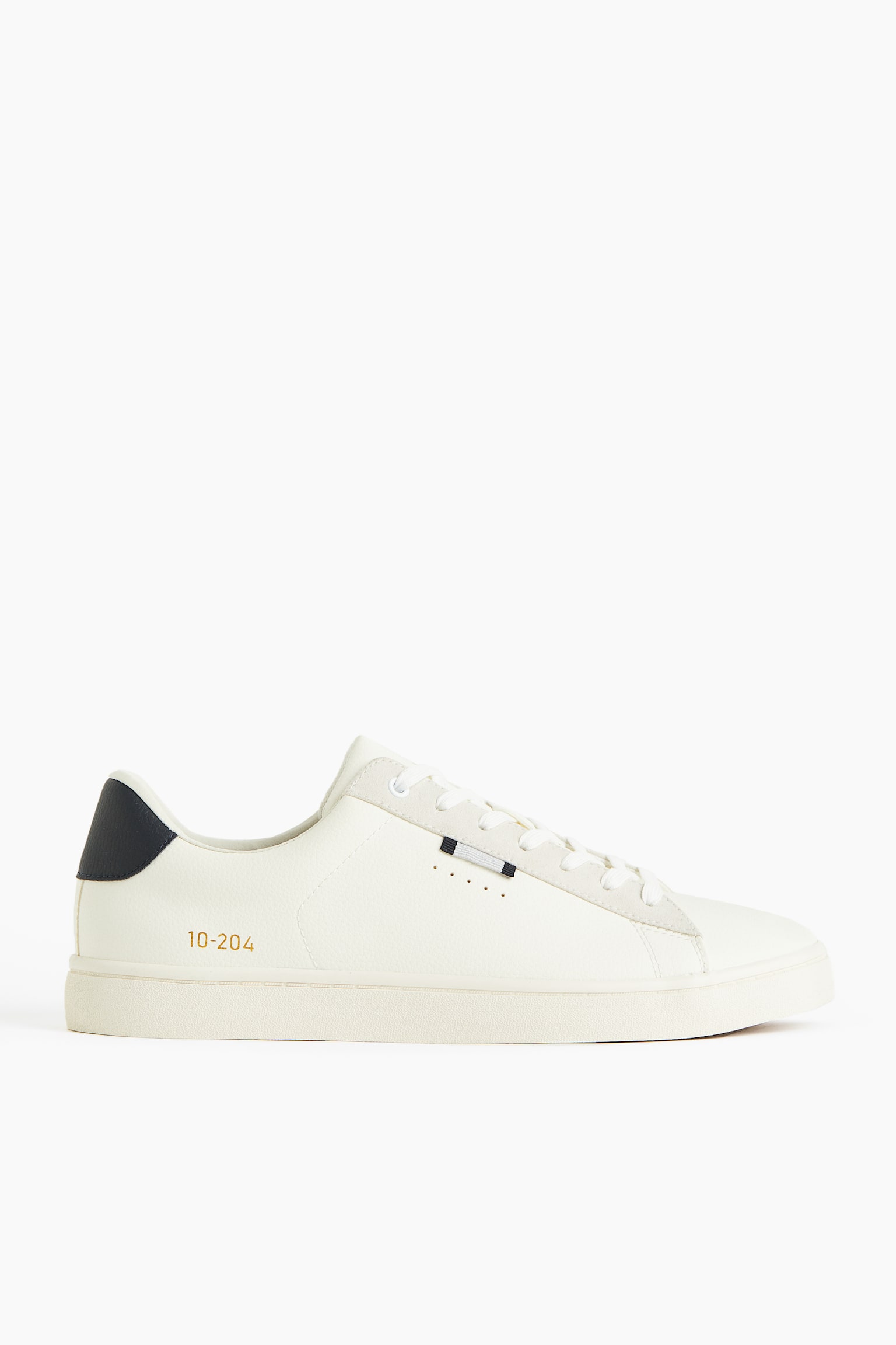 Faux Leather Sneakers - White/Dark blue/Light grey/Khaki green - 1