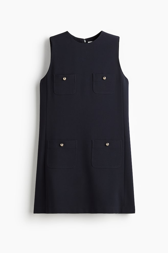 Robe droite avec poches - Bleu marine/Beige - 1