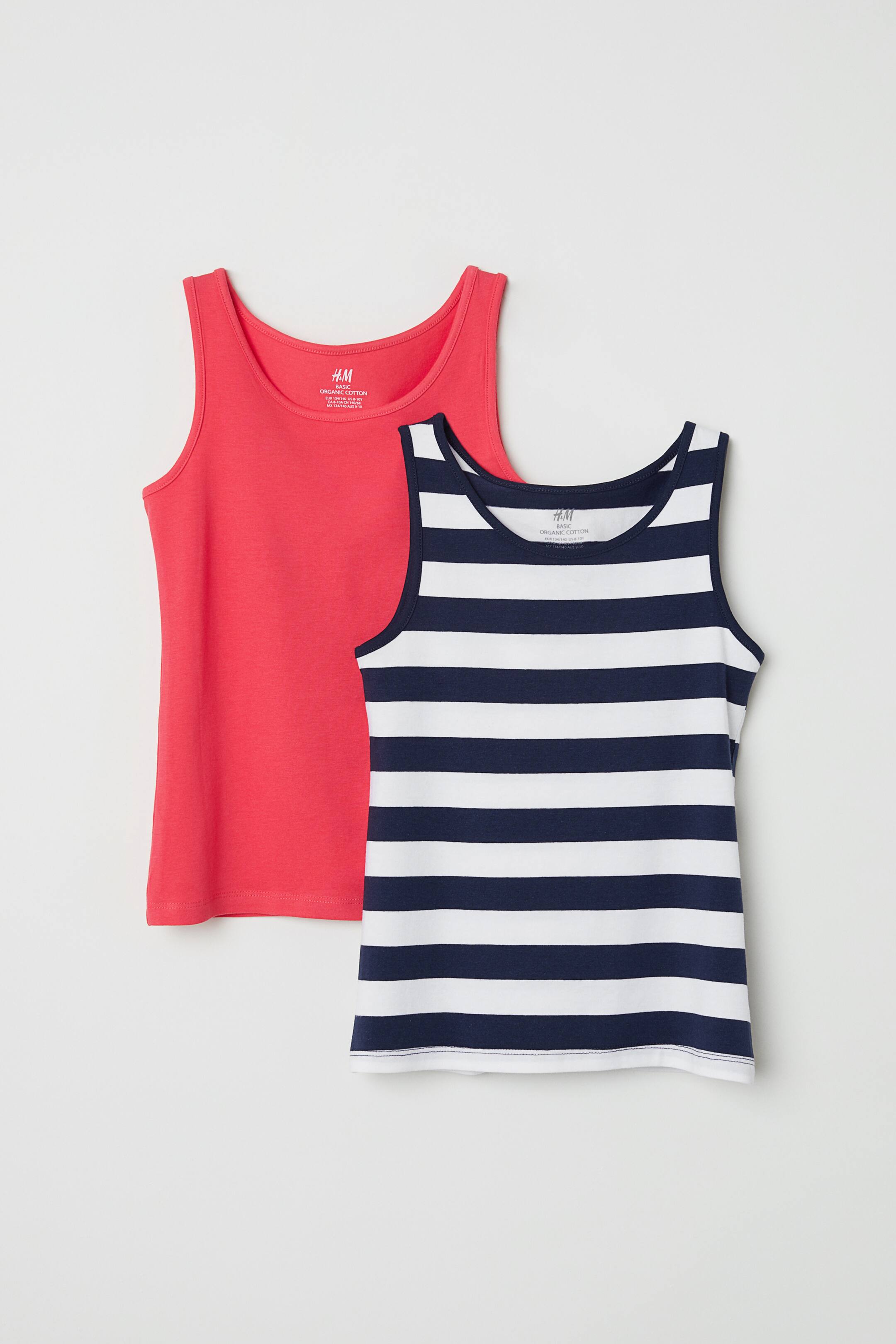 View larger image: 2-pack jersey vest tops - White/Striped - Kids | H&M 1