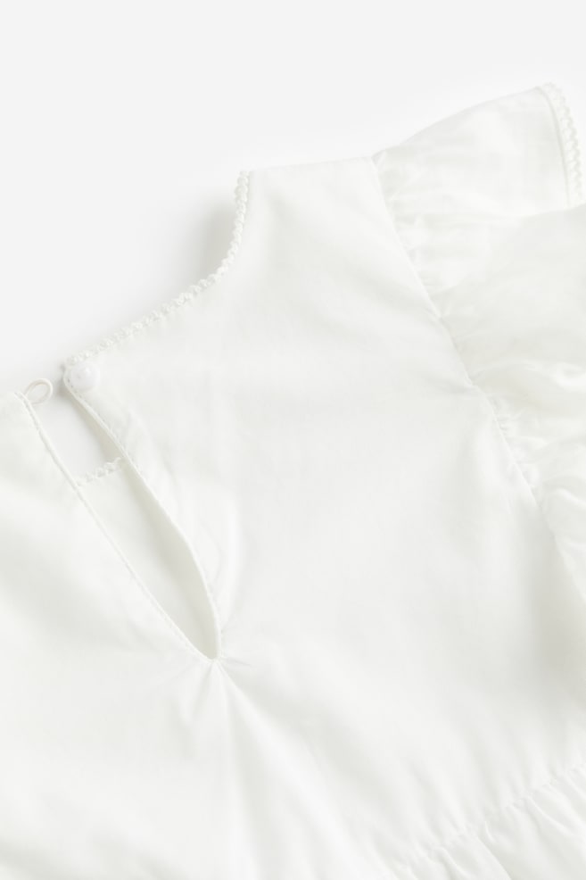 Flounced lace-detail dress - White/Light blue - 4