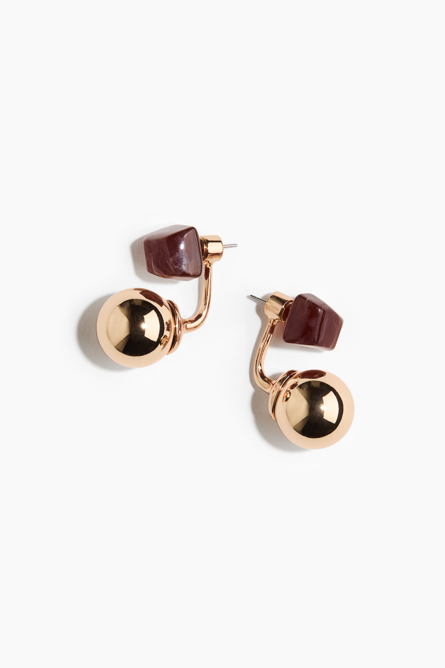 Sphere-detail front and back earrings - Gold-coloured/Burgundy/Light yellow/Gold-coloured/Gold-coloured/White