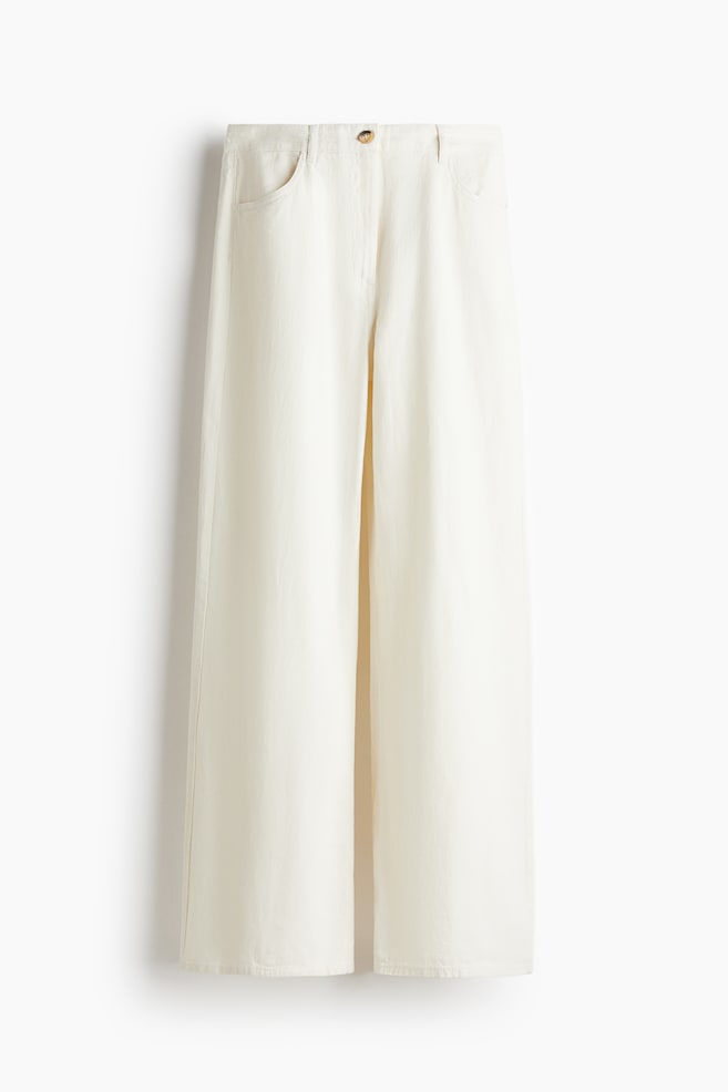 Weite Baumwollhose - Weiß/Beige - 1
