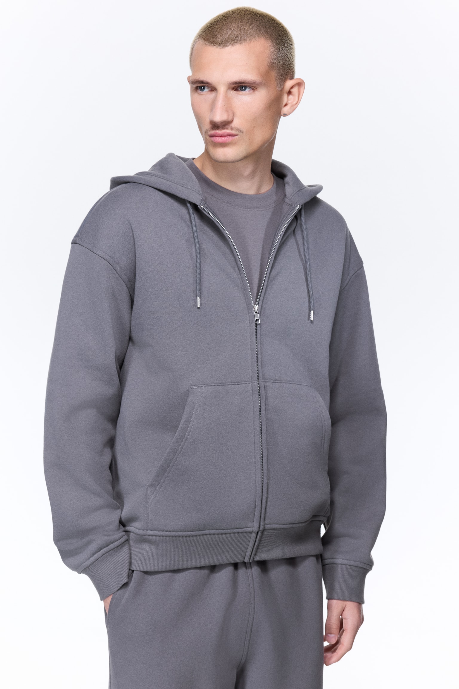 Loose-Fit Hooded Jacket - Dark gray/Black/Dark blue/Gray melange/Plum/Brown/Whitw - 3