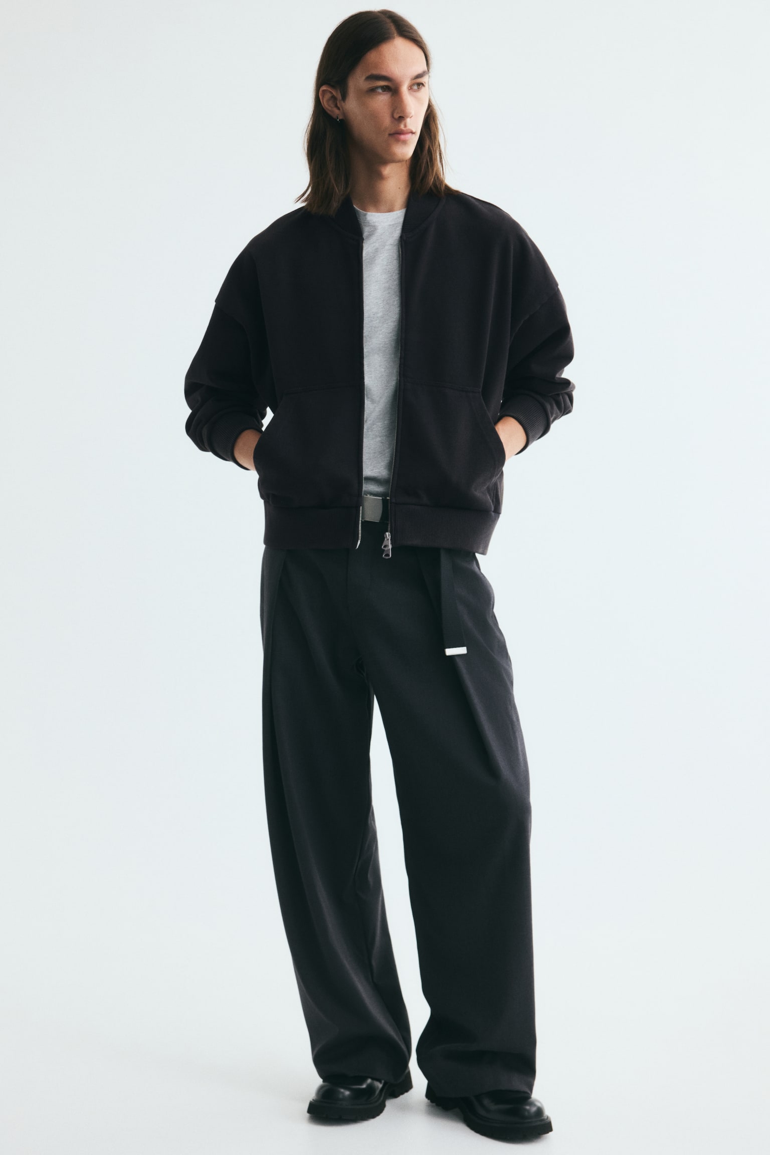 Мужская куртка H&M Cotton Bomber, цвет: Чёрный — фото 3