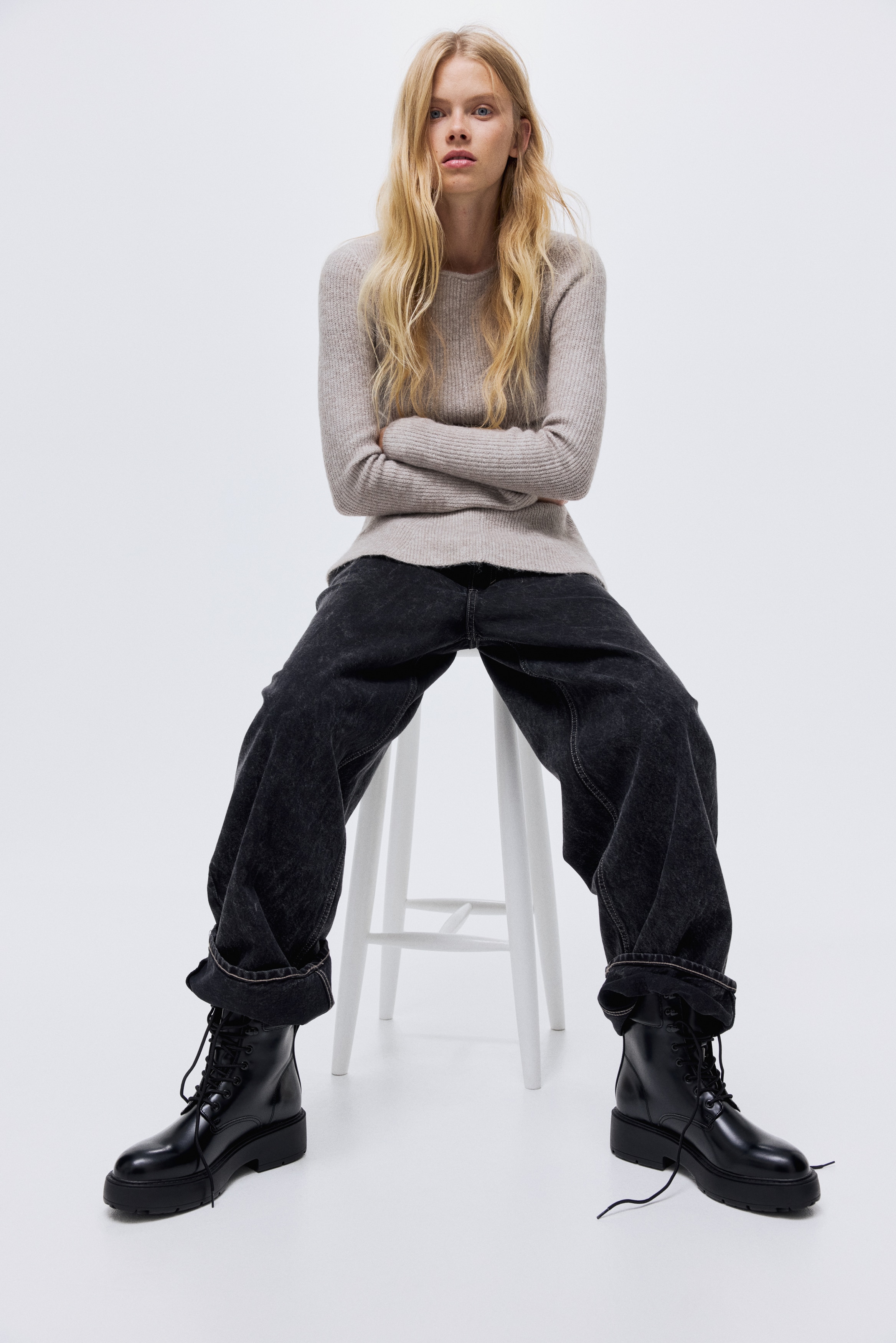 Ladies - Black Lace-up boots - Size: 3  - H&M