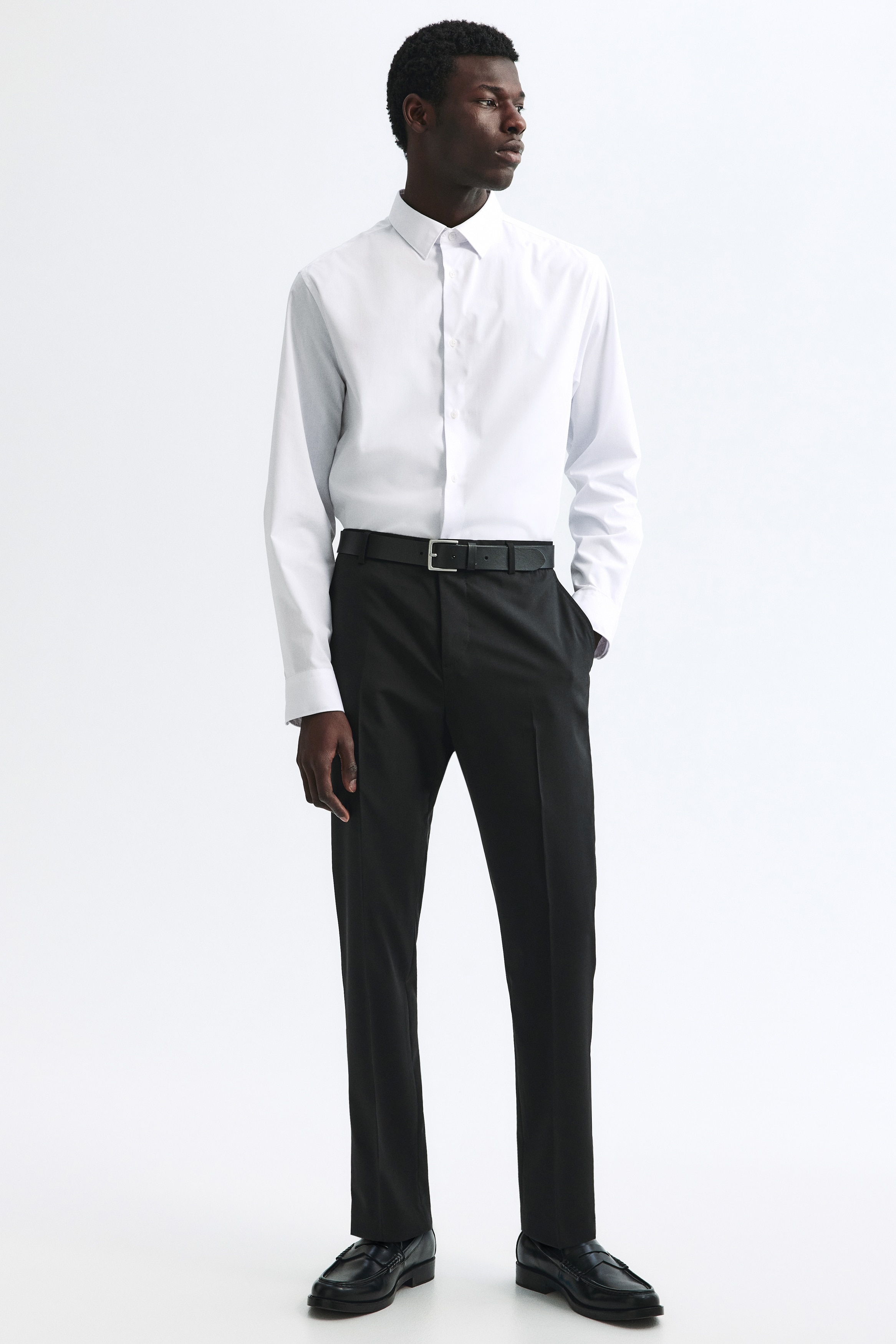 slim fit dress slacks H&M White Button Down Slim Fit Dress Shirt  Recycled Threads