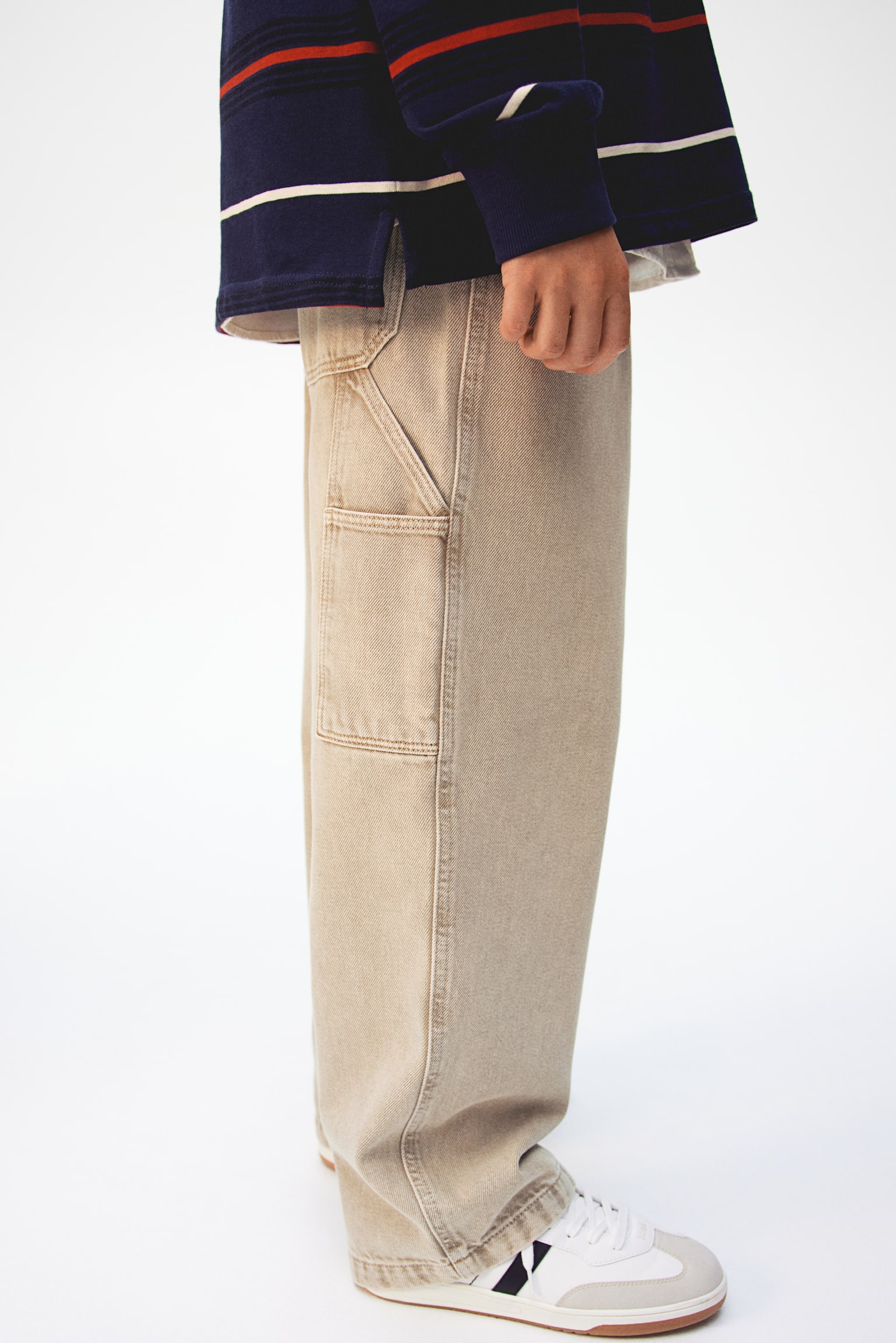 Baggy carpenter jeans - Light beige/Light denim blue/Black/Black - 3