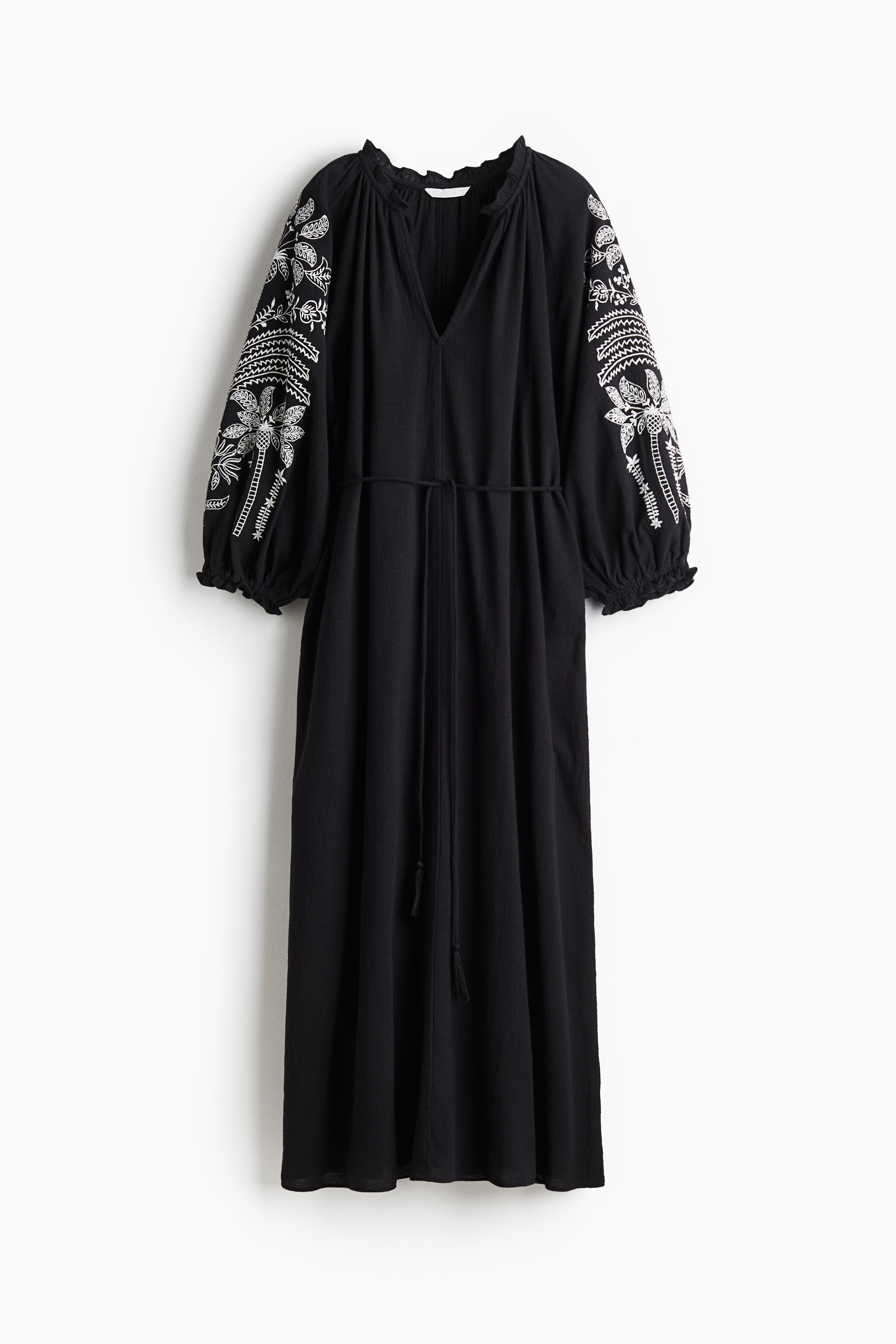 Βαμβακερό φόρεμα με κέντημα - Μαύρο/Λευκό