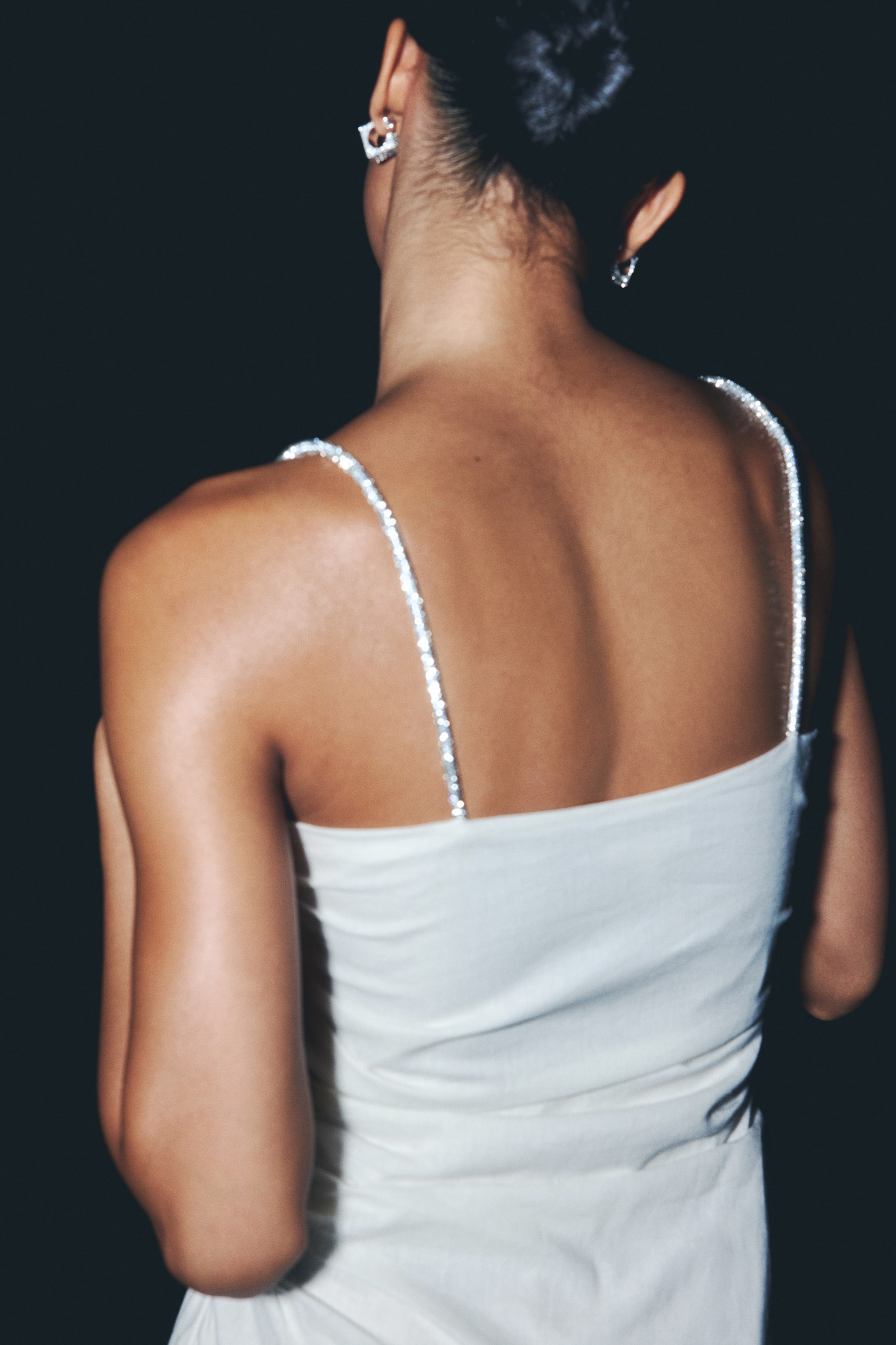 View larger image: Linen-blend rhinestone-strap dress - Cream - Ladies | H&M AU 4