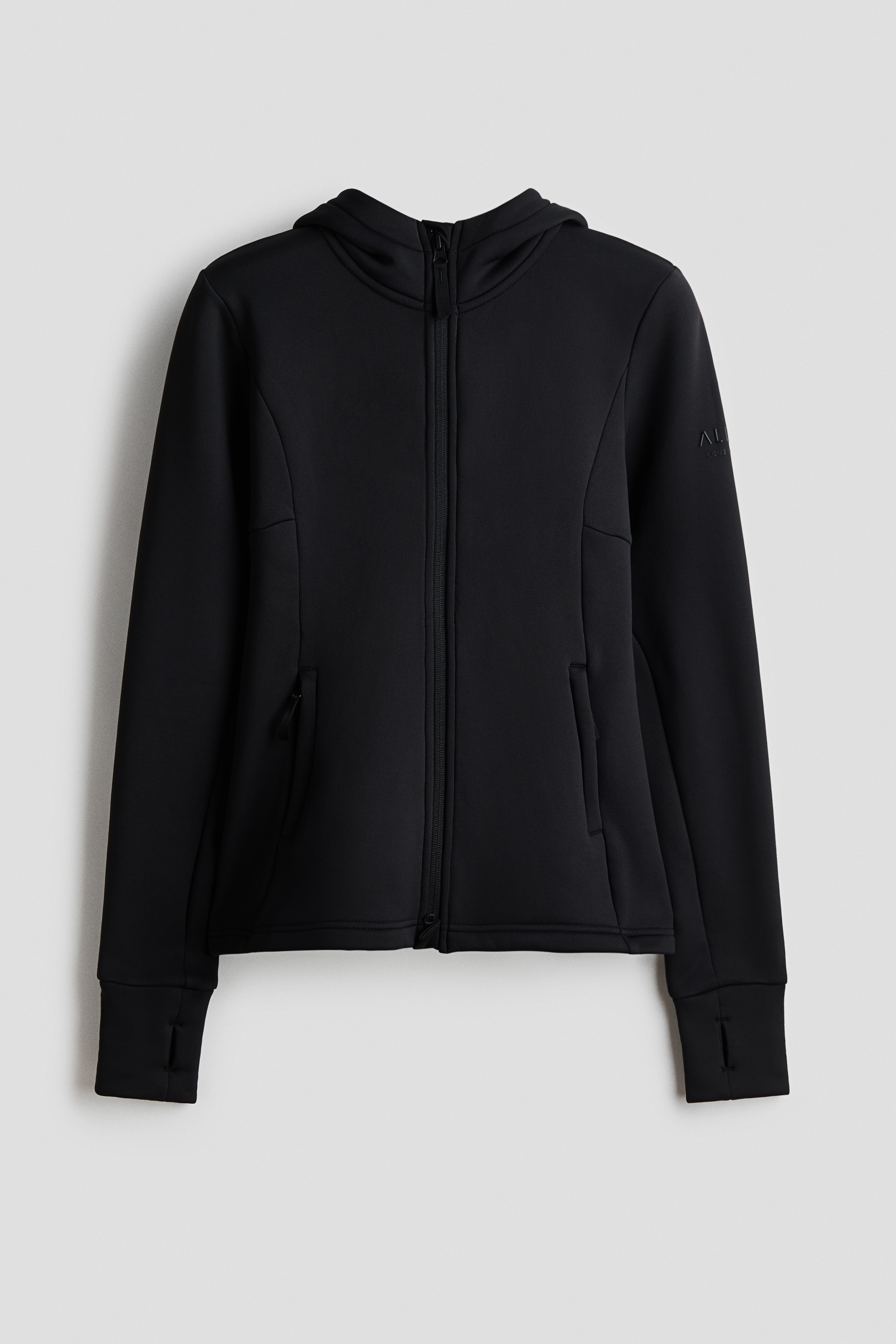 Sportjacke mit Kapuze in Slim Fit - Schwarz/Khakigrün