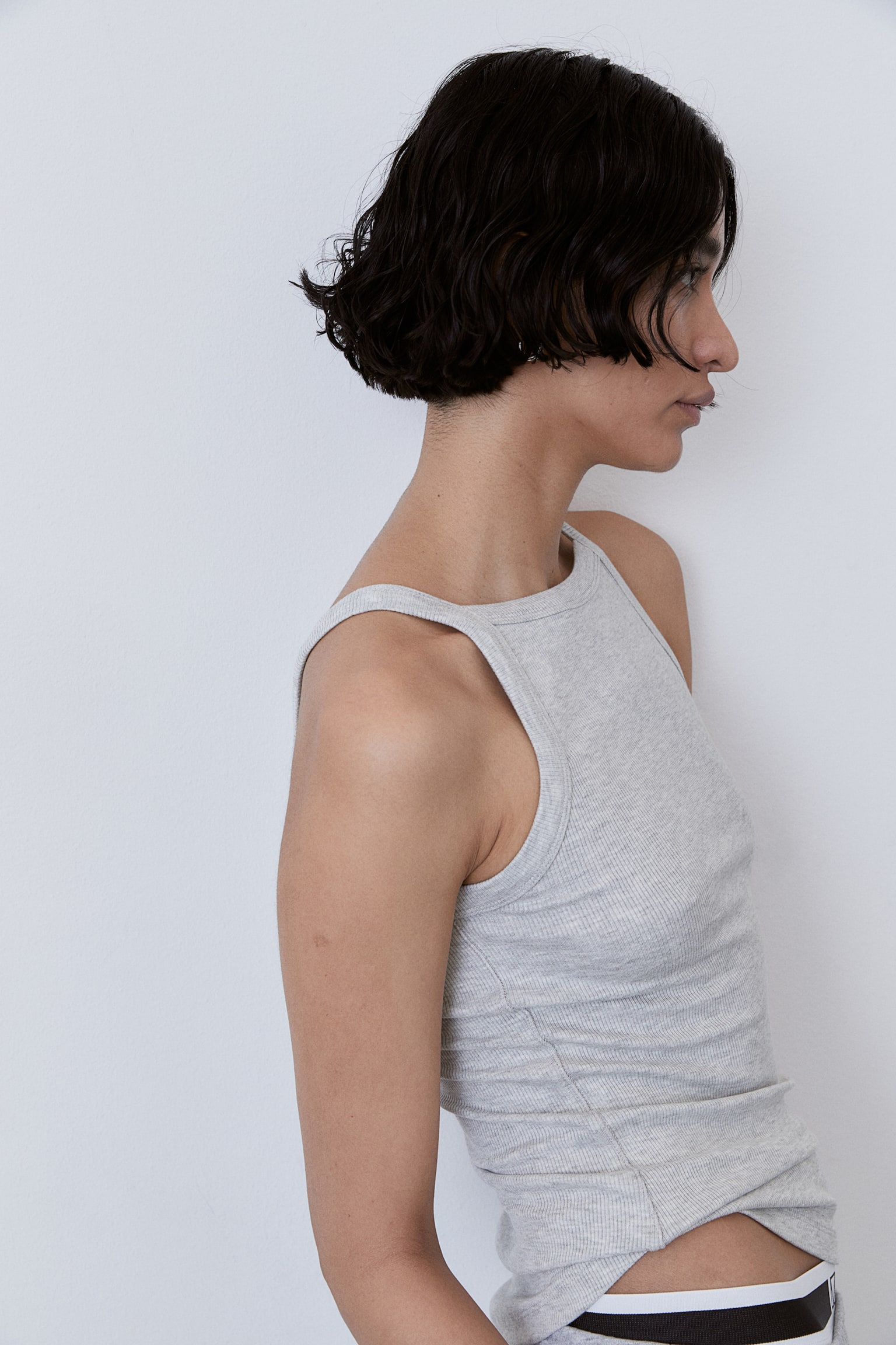 Sports vest top in DryMove™ - Light grey marl/Black - 1