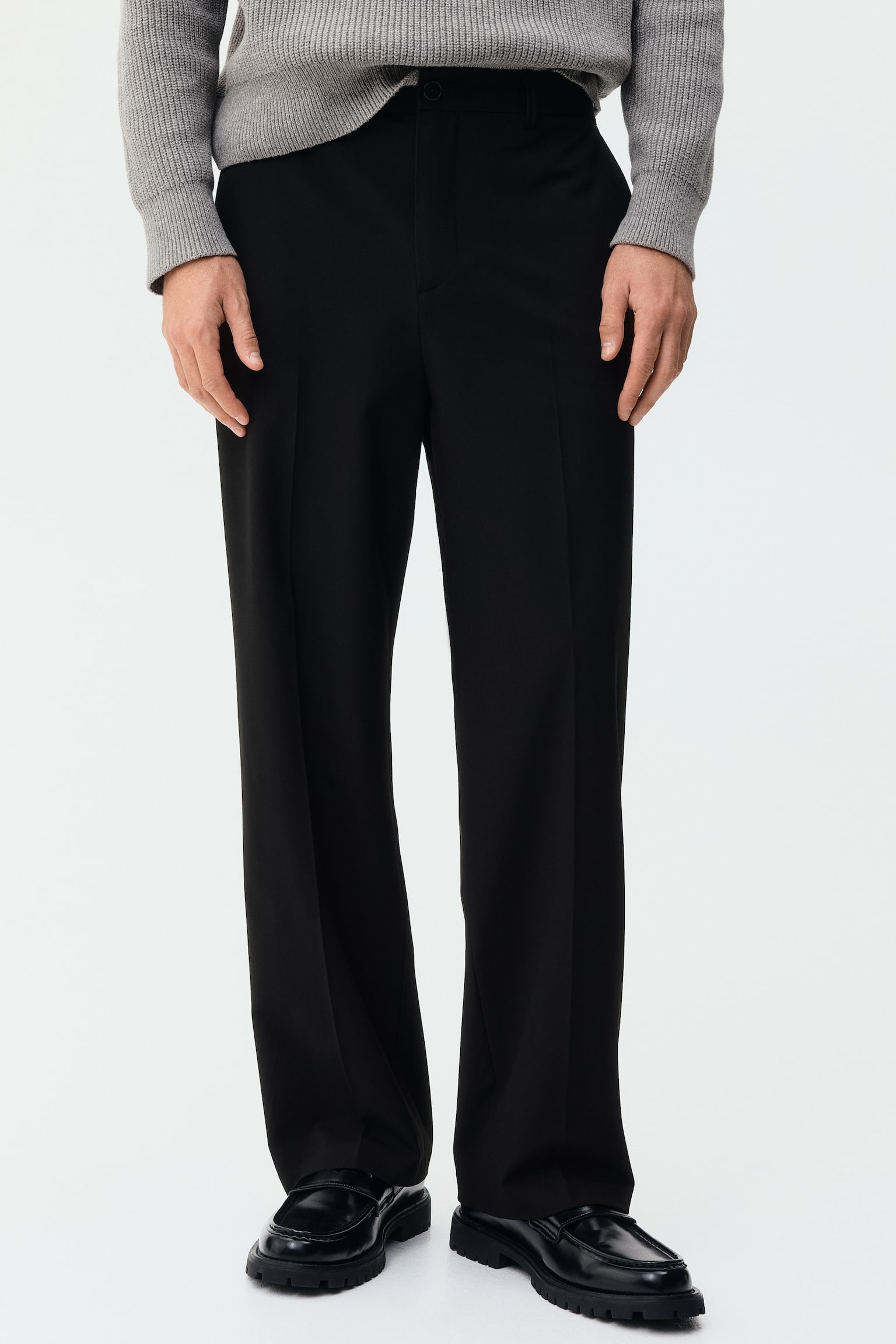 Relaxed-Fit Pants - Black/Dark gray melange - 7