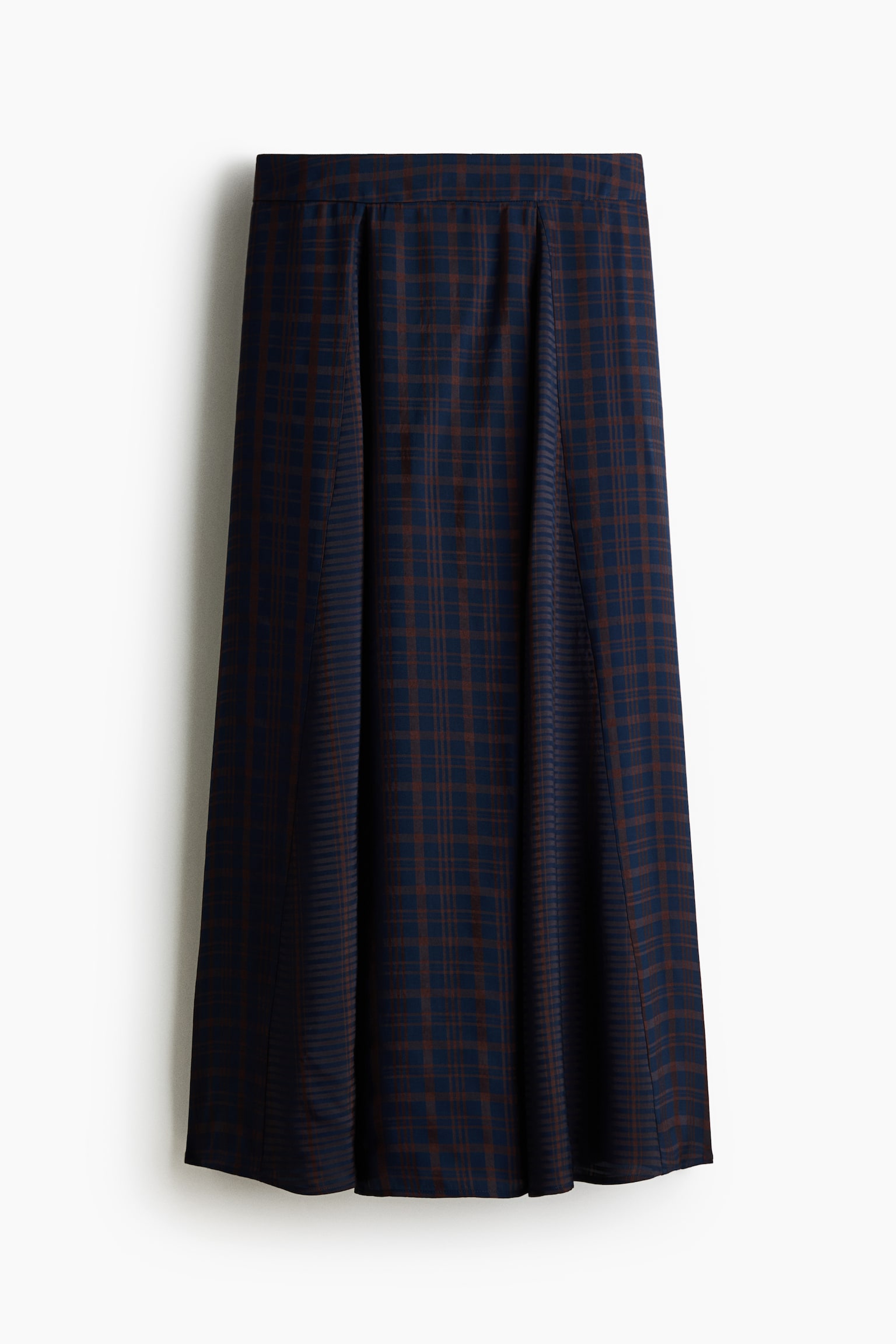Gonna in misto viscosa con pieghe - Blu navy/marrone