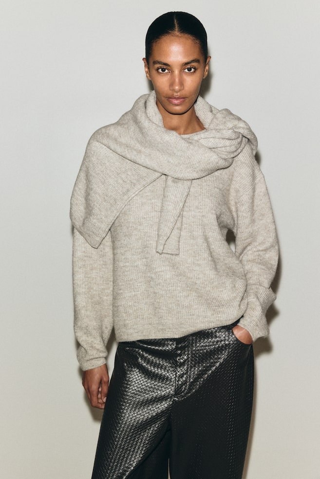Knit Sweater - Light taupe melange/Light beige melange/Light pink/Cream - 6