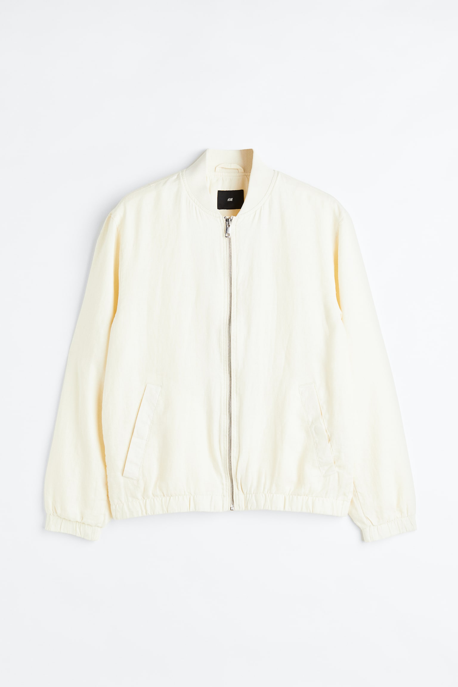 Linen bomber jacket - Cream - 1