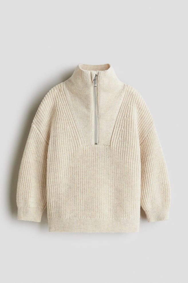 Troyer aus Wollmix - Hellbeige/Marineblau - 1