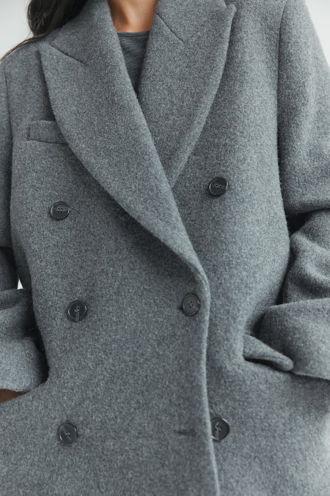 Wool-blend double-breasted jacket - Dark grey/Black - 5