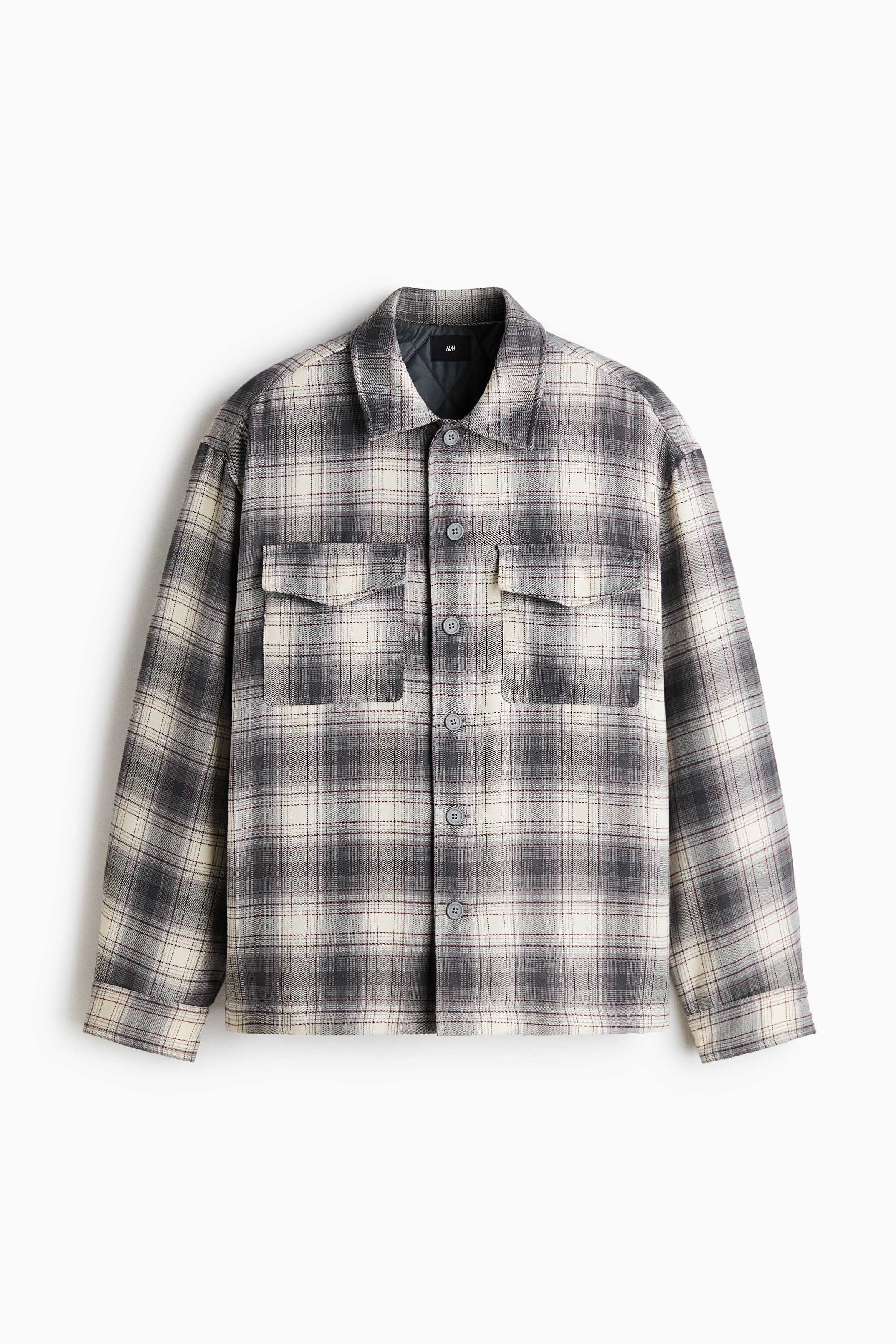 ライトパッデッドオーバーシャツ - グレー／チェック