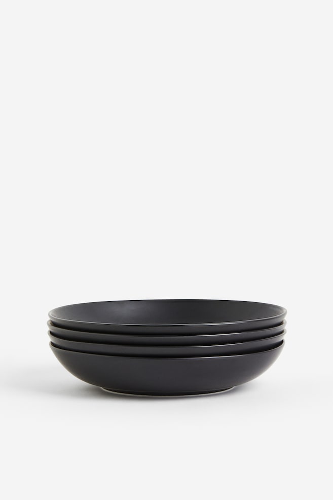 4-pack deep porcelain plates - Black/Light beige - 1