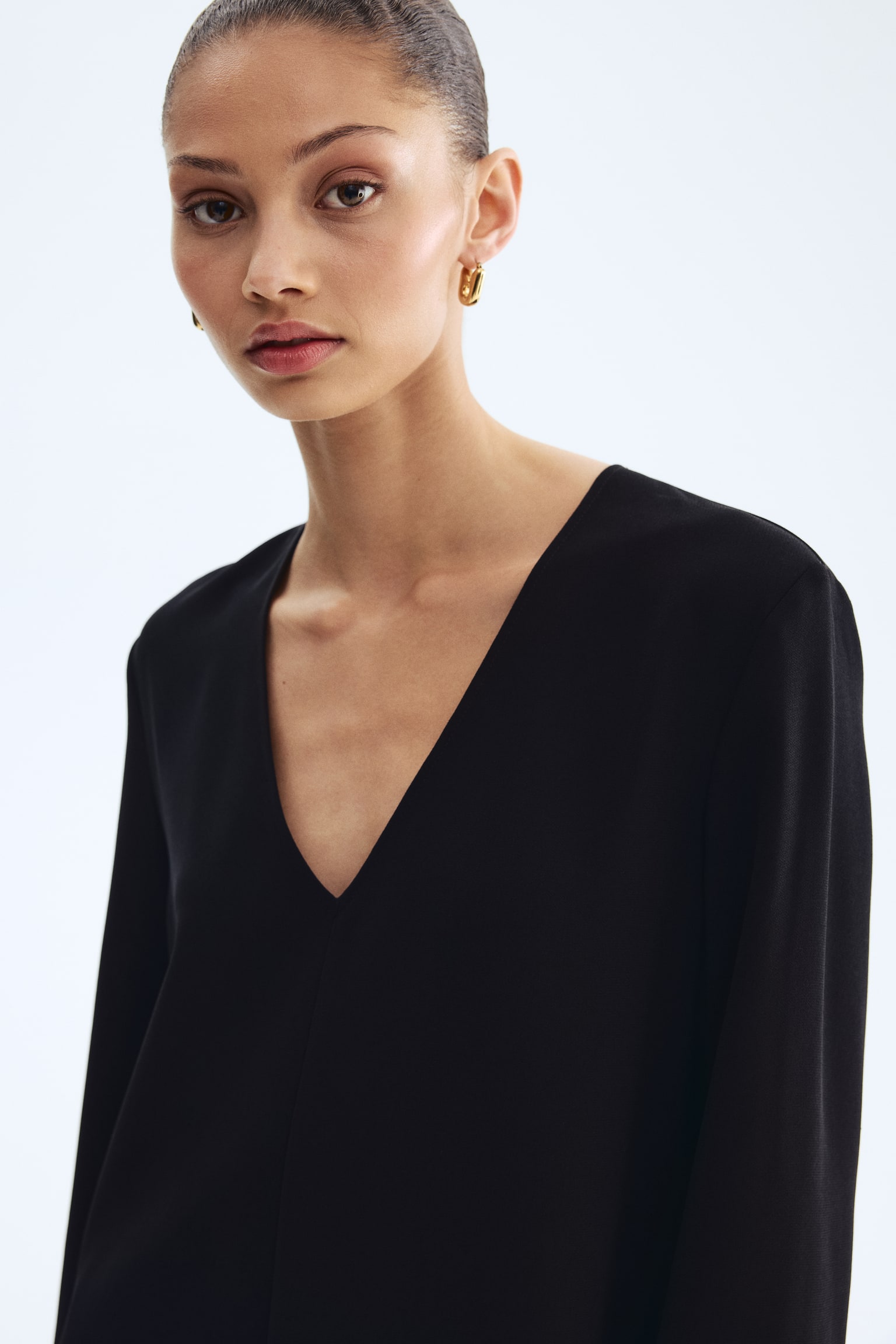 Asymmetric dress - Black/Cream/Plum purple - 4