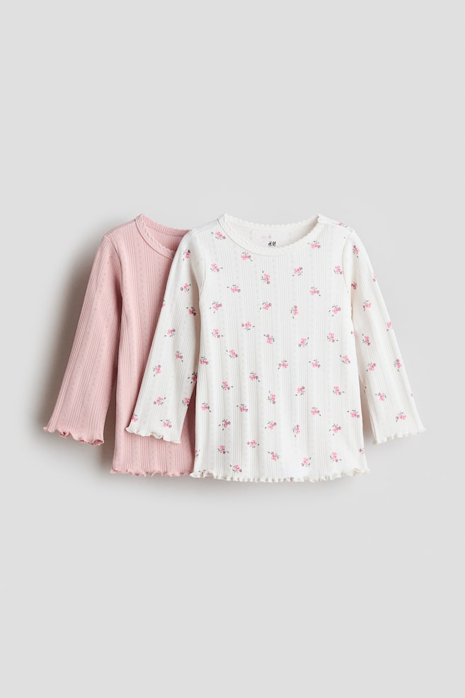 Maglie in pointelle di cotone 2 pezzi - Rosa chiaro/fiori/Light pink/Floral - 1