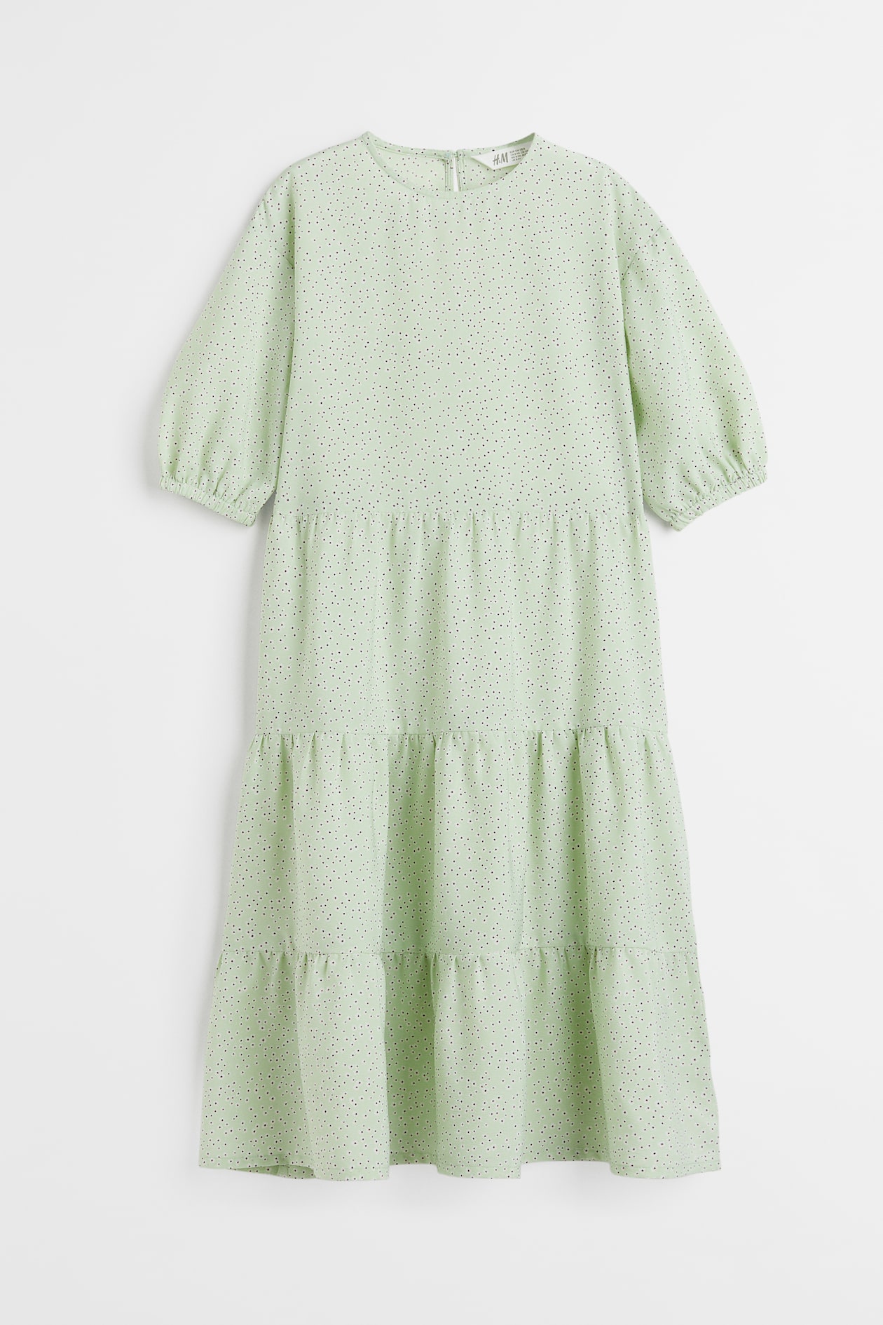 Viscose Dress - Round Neck - 3/4 sleeve - Light green/floral - Kids | H ...