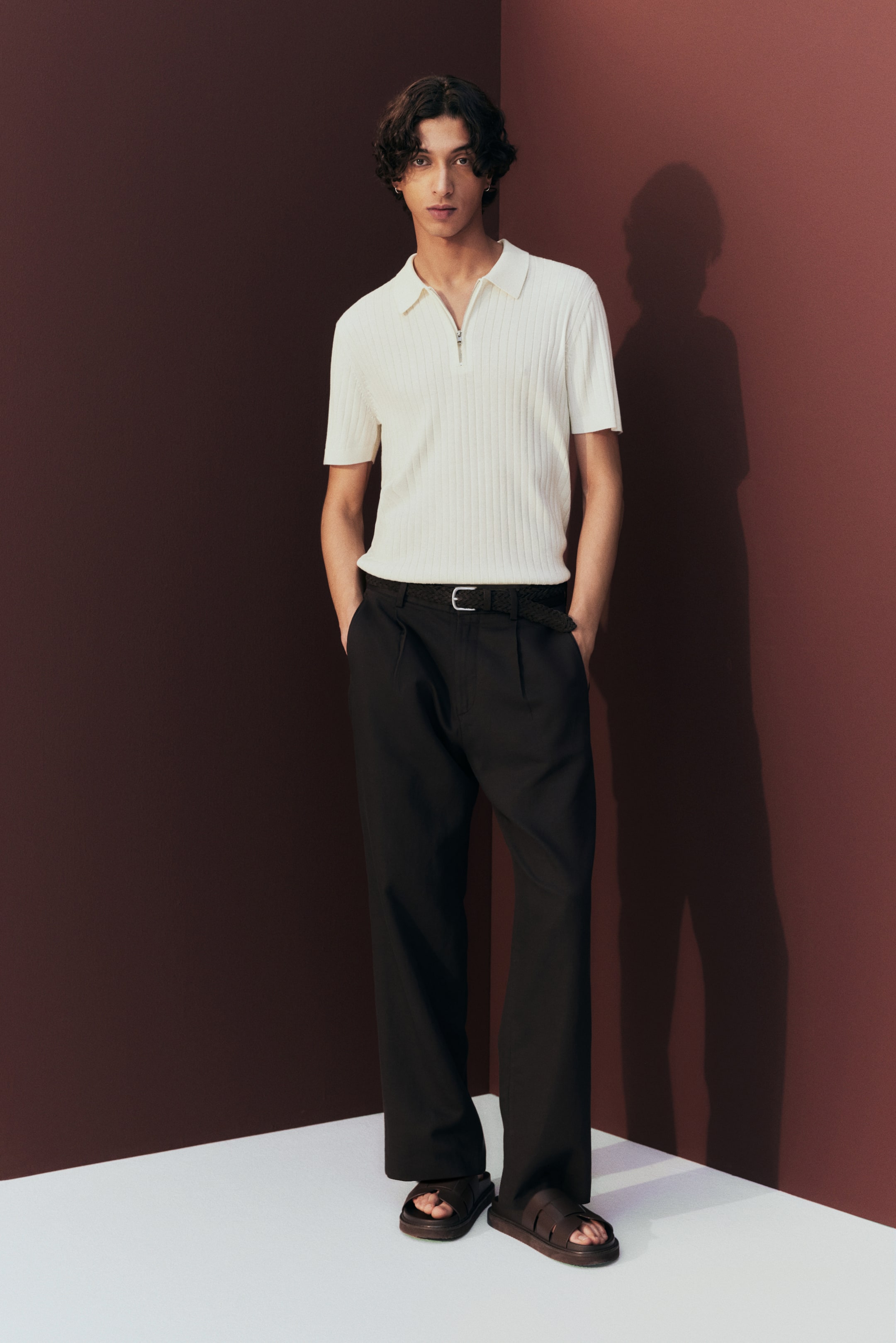 Ver imagem maior: Polo com fecho éclair Slim Fit - Creme - HOMEM | H&M PT 3